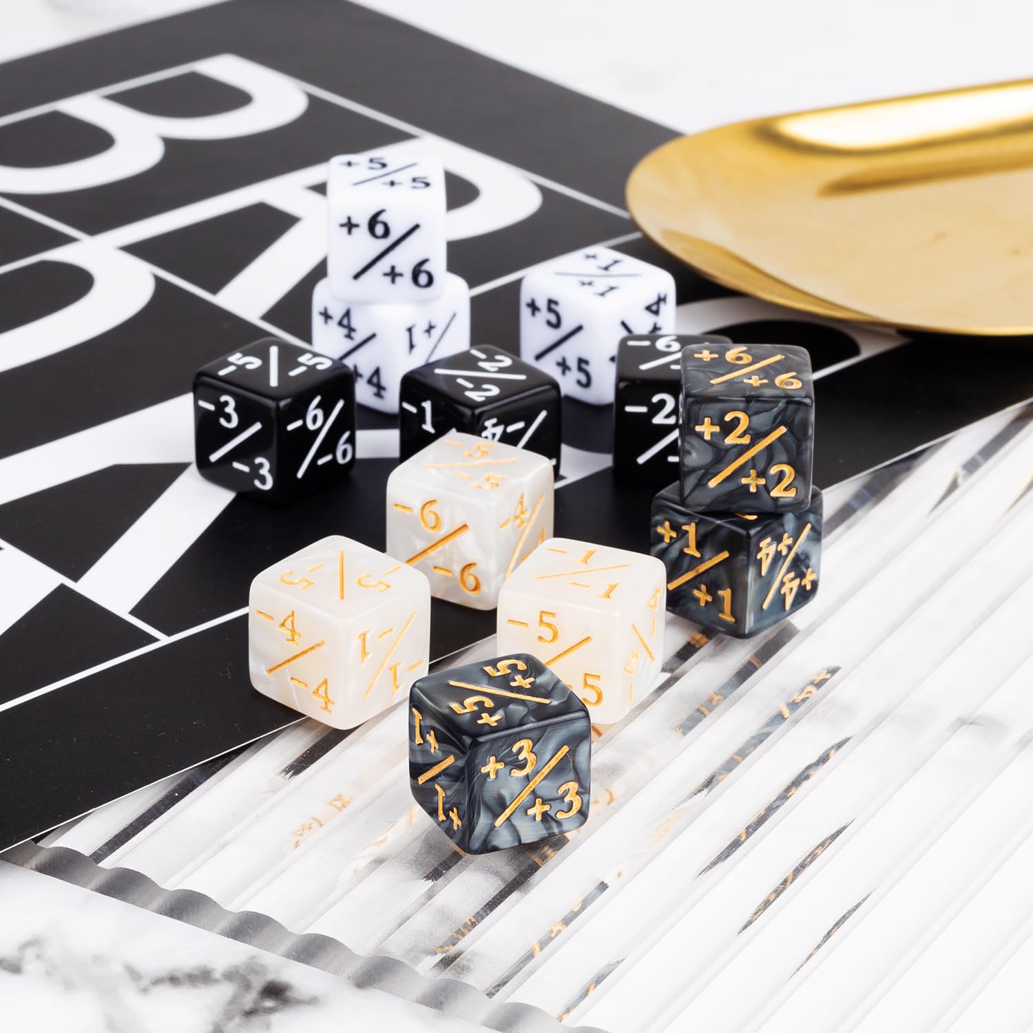 48-Piece MTG Counter Dice Set - +1/+1 Life Counters & Marble Plus One Tokens Dice for Magic The Gathering, Tabletop Games - 4 Vibrant Colors - Perfect for MTG Tournaments, Commander Games & Board Game Nights