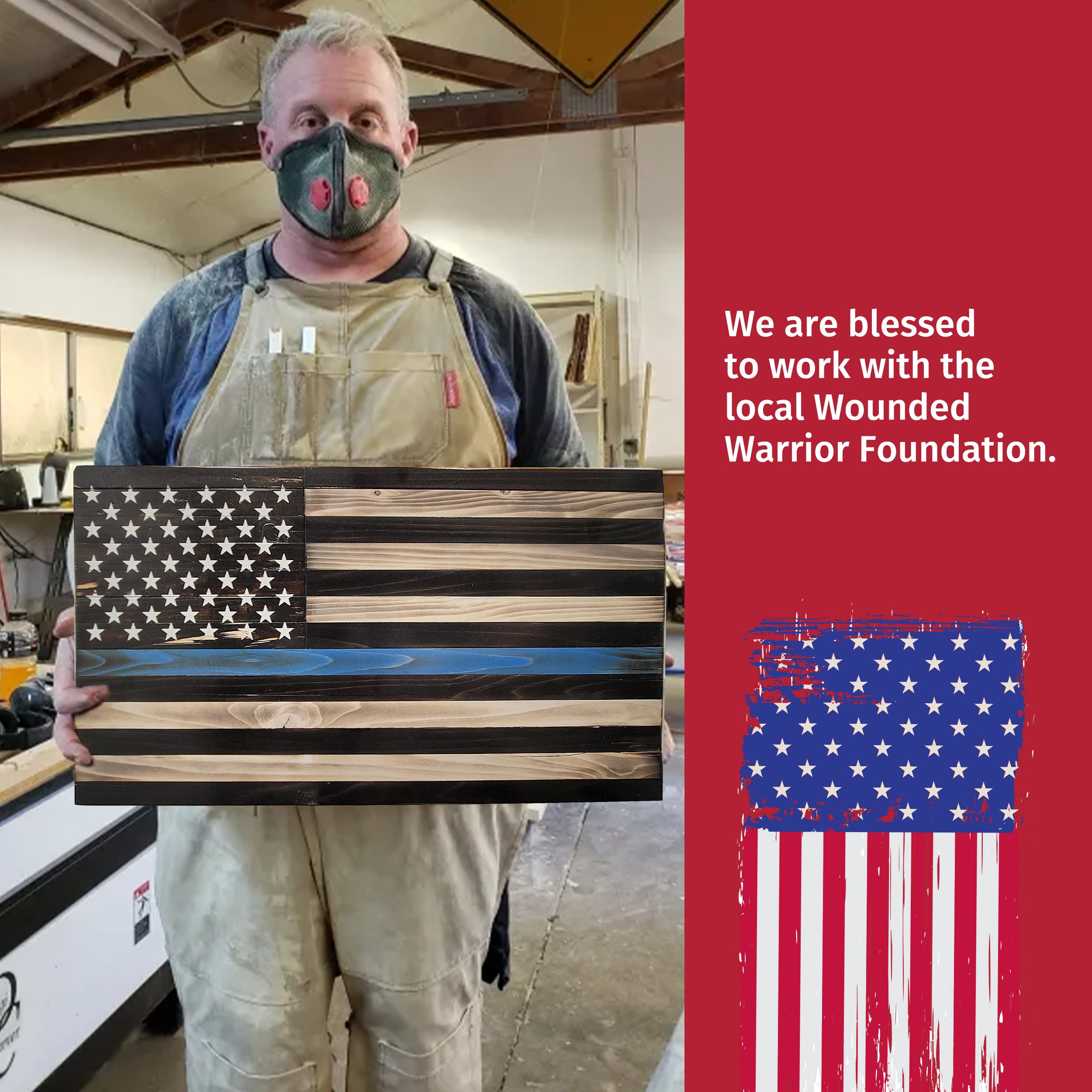 50 Stars Laser Etched Lord's Prayer Indoor American Flag - Handmade Wooden Wall Art for Home Decor, Independence Day & Room Decor - Black & White USA-Made by Pioneer Pacific Flags (Medium 2Ft) - Perfect for Living Room, Bedroom, Office & Church Display