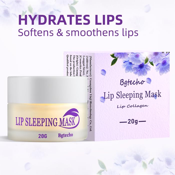Overnight Lip Sleeping Mask with Collagen & Peptide Complex - Hydrating Lip Balm for Dry, Cracked Lips & Wrinkle Repair - Nourishing Lip Care Treatment (20g) - Perfect for Nighttime Lip Therapy & Daily Moisturizing