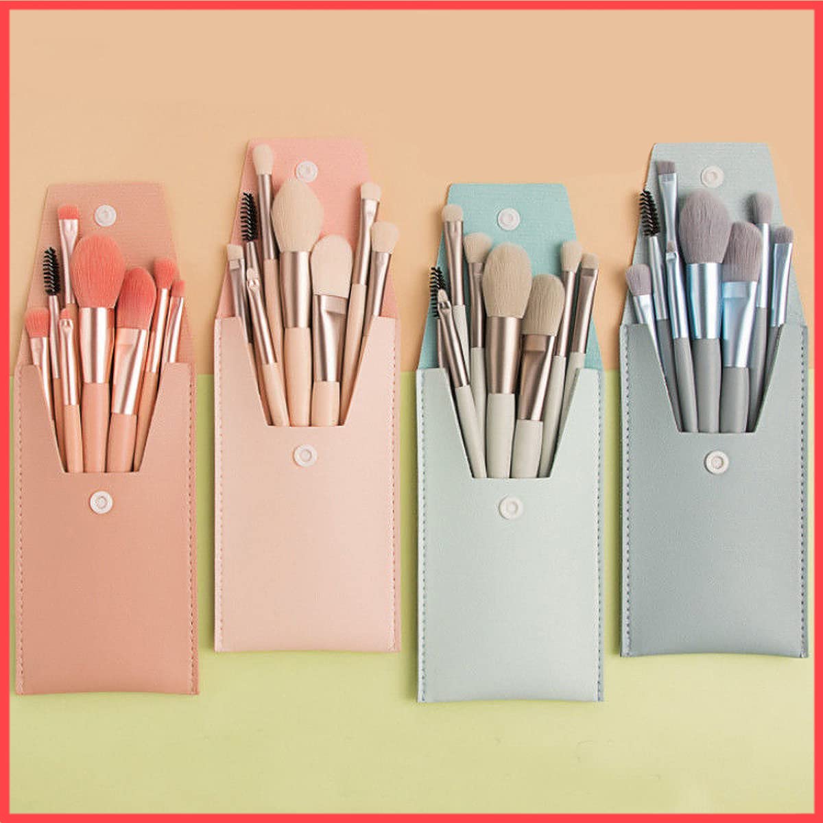 Wolpin 8-Piece Makeup Brush Set - Synthetic Bristle Foundation, Eyeshadow, Blush & Powder Brushes with PU Travel Case - Perfect for Professional Makeup Artists & Home Beauty Routines