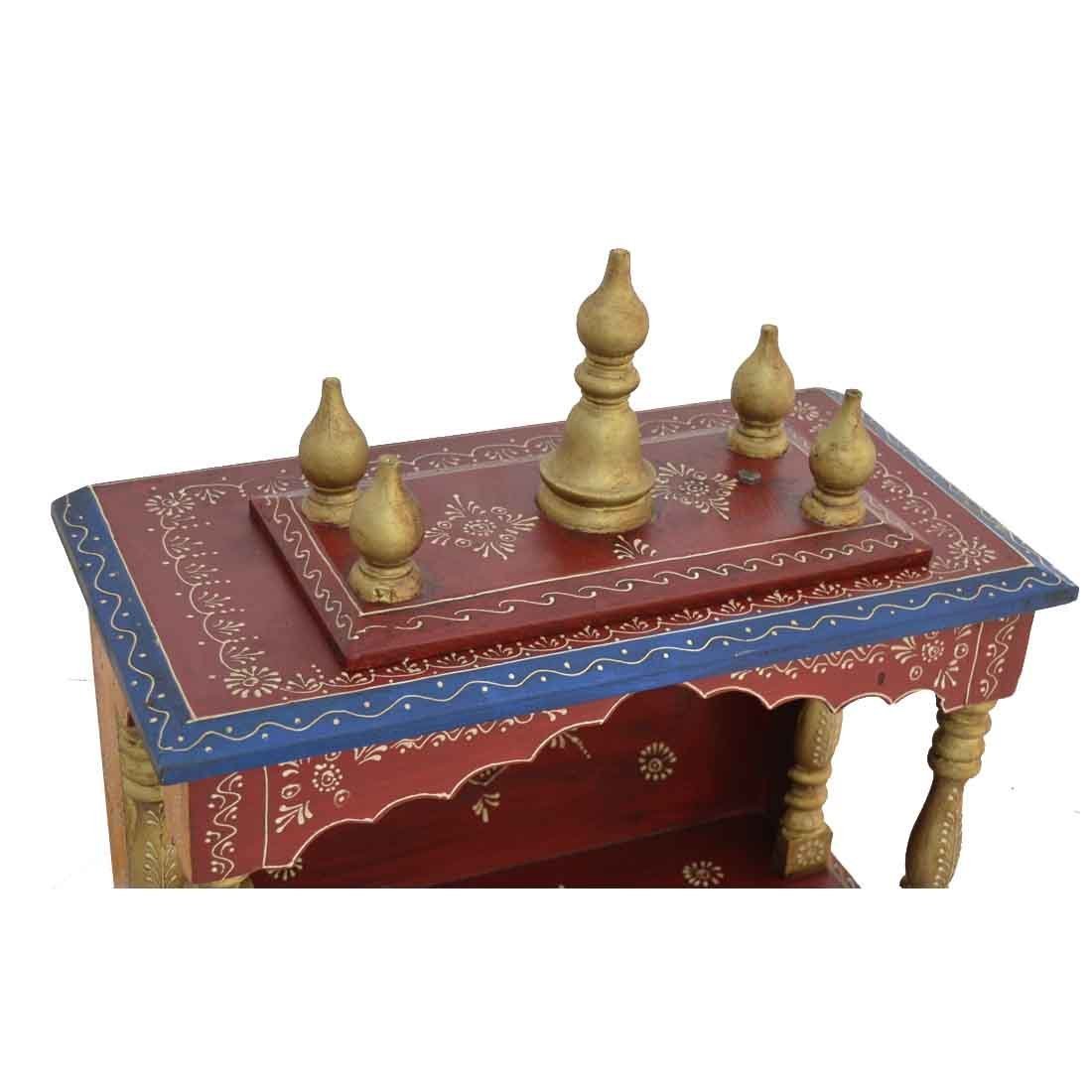 Handcrafted Wooden Home Temple for Pooja & Meditation - Traditional Indian Pooja Mandir with Carved Design for Home Decor & Spiritual Practice
