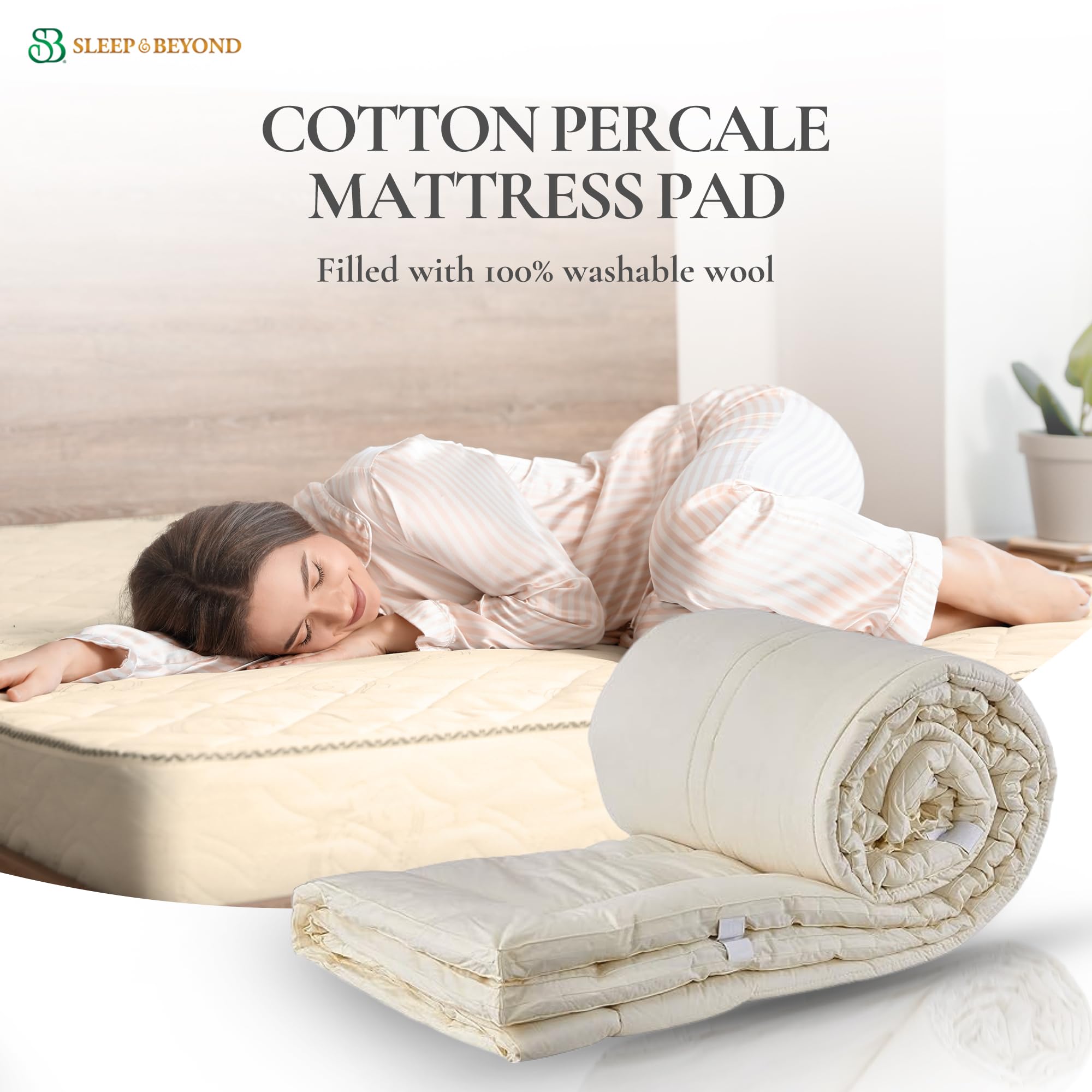 Sleep & Beyond myPad 100% Washable Wool Mattress Pad - 0.5 Inch Thick Natural Wool Fibers, Chemical-Free, All-Season Bedding for Crib (28x52 Inch) - Luxurious Comfort & Long-Lasting Support for Baby's Nursery or Toddler Bed