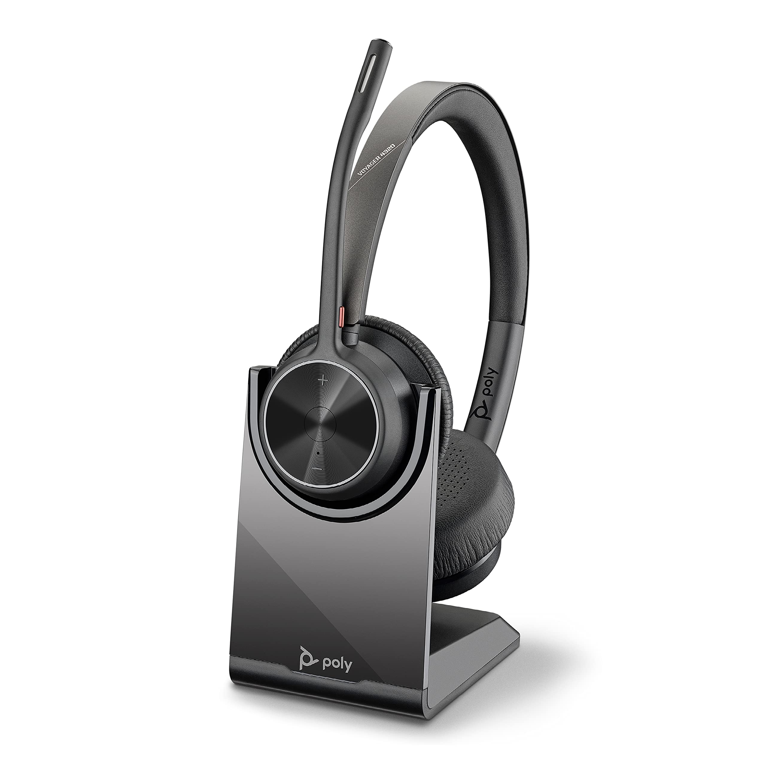 Poly Voyager 4320 UC Wireless Headset with Charge Stand - Bluetooth Headphones with Boom Mic for PC, Mac & Mobile - USB-A Adapter Included - Perfect for Teams, Zoom Calls & Remote Work