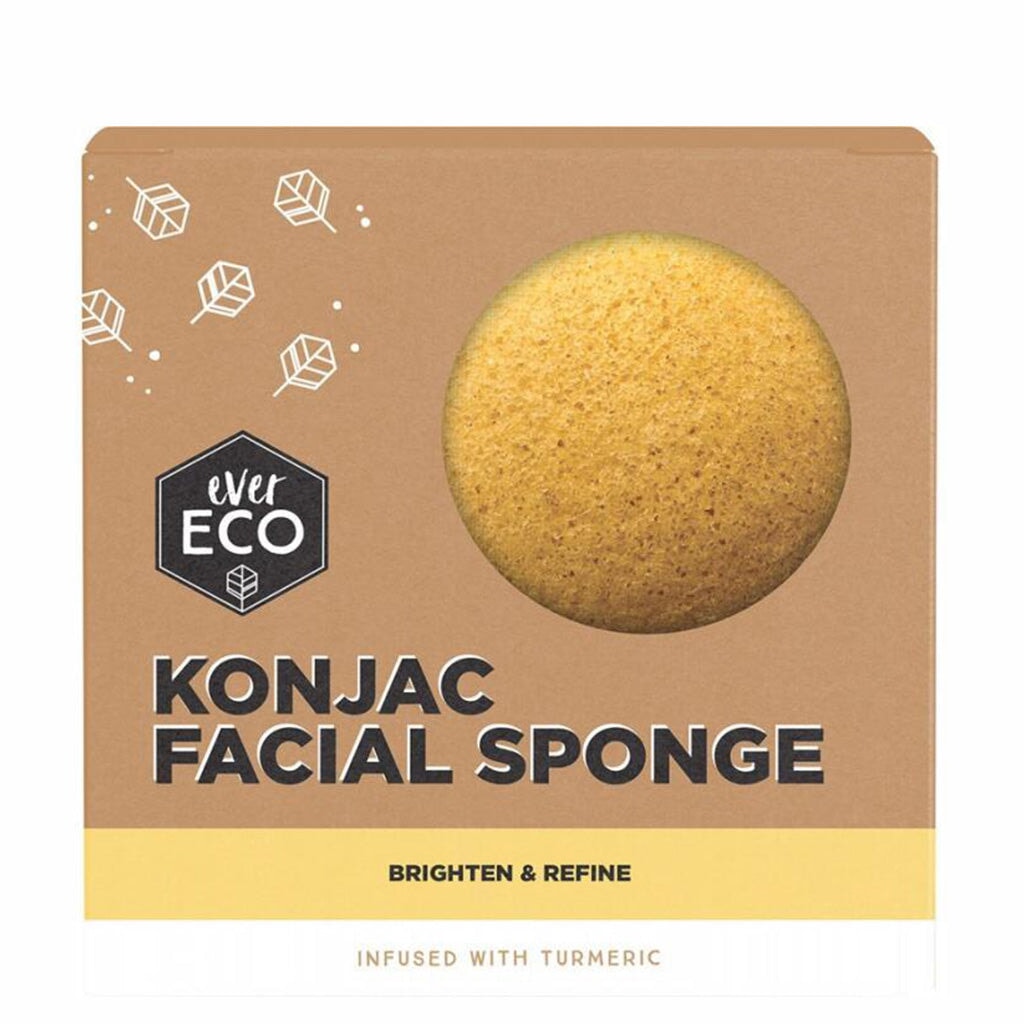 Ever Eco Konjac Facial Sponge with Turmeric - Natural Exfoliating & Cleansing Sponge for Glowing Skin | Gentle Face Wash for All Skin Types | Perfect for Daily Skincare & Makeup Removal