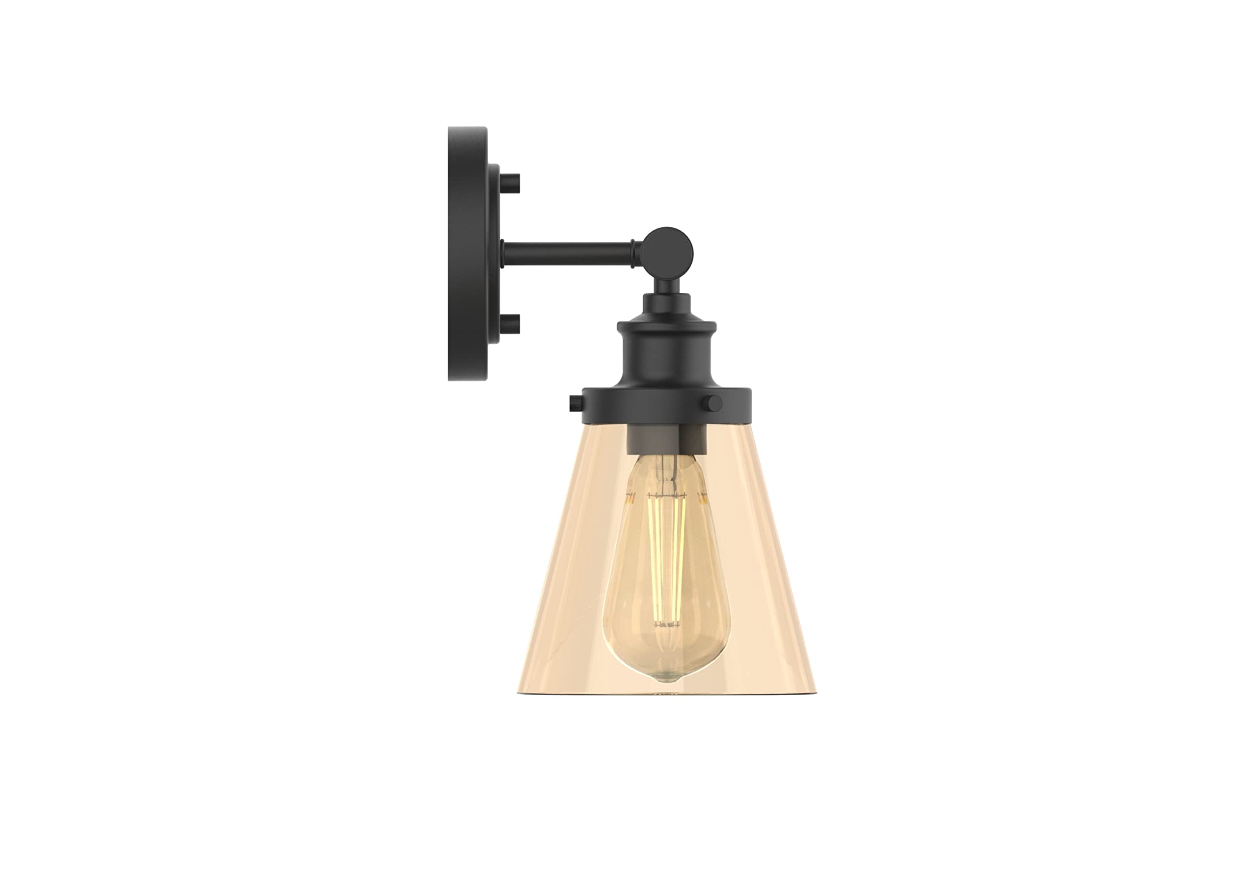 Edison 3-Light Vanity Fixture - Black with Clear Glass Shade - Perfect for Bathroom Wall Lighting & Decor