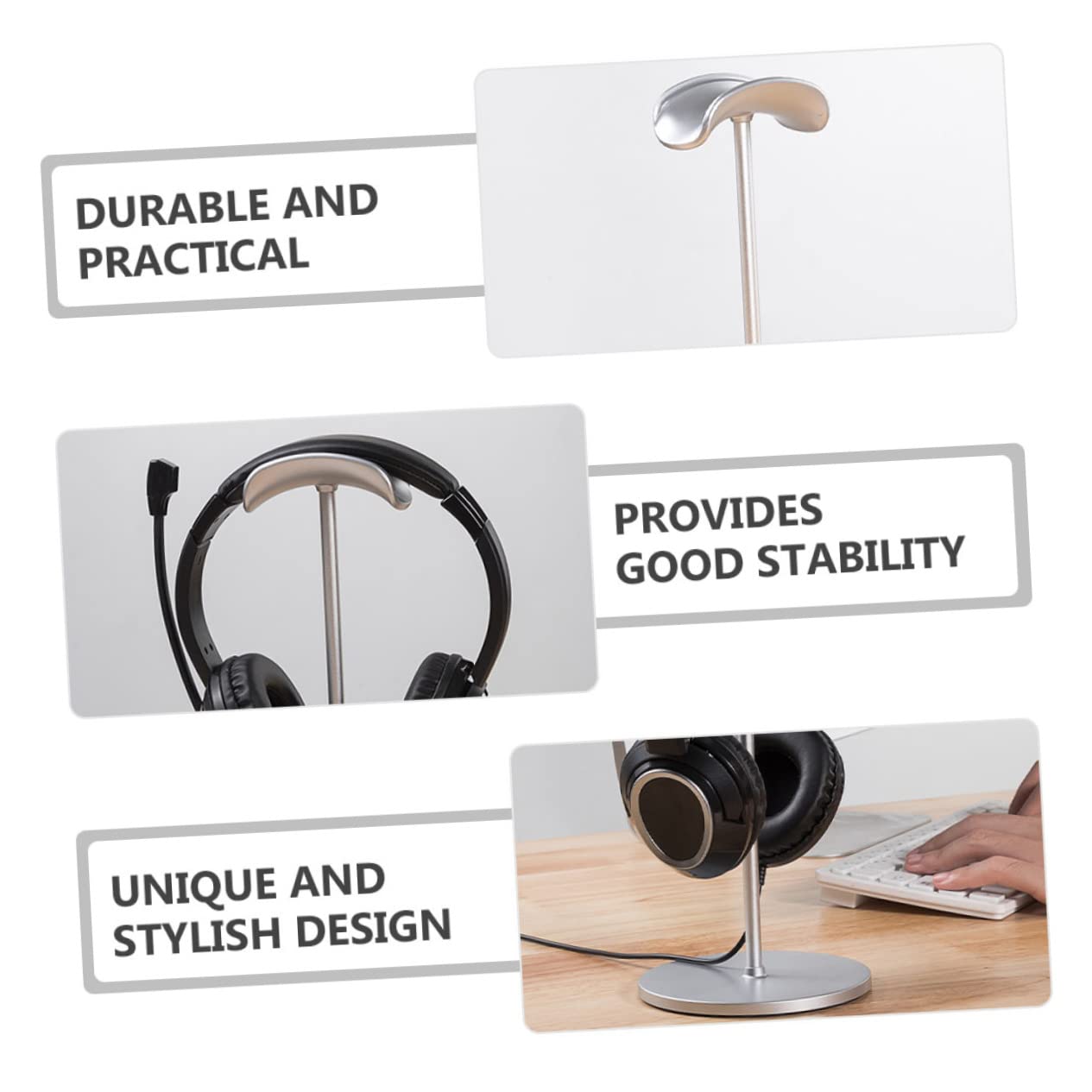 Cabilock 4-Pack Headphone Stand Holder - ABS Desktop Headset Display Rack for Gaming, Office & Studio Organization - Space-Saving Headphone Organizer for Desk, Workstation & Entertainment Setup
