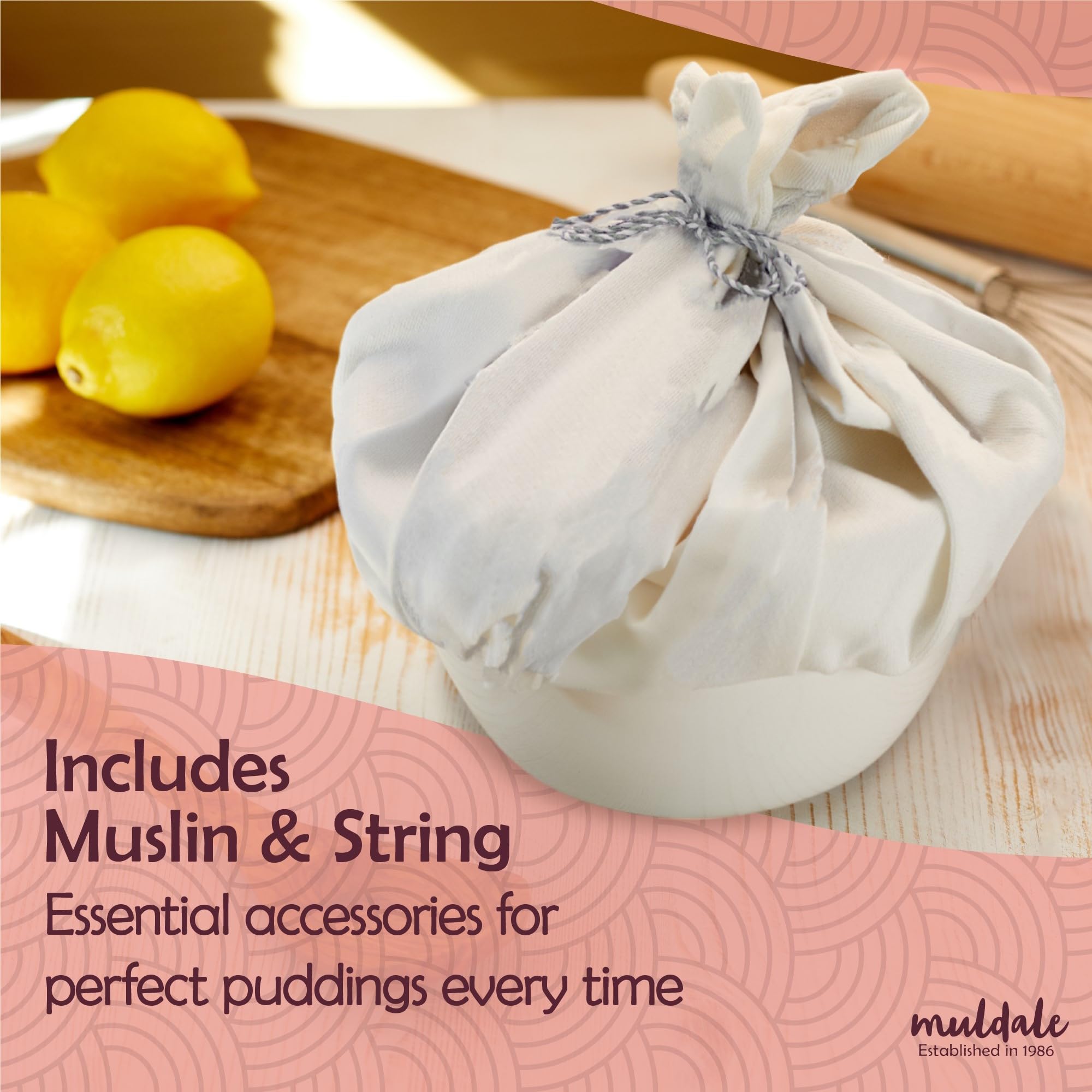 Premium 1.6qt Ceramic Pudding Bowl for Steaming - Oven-Safe White Porcelain Pudding Mold (8