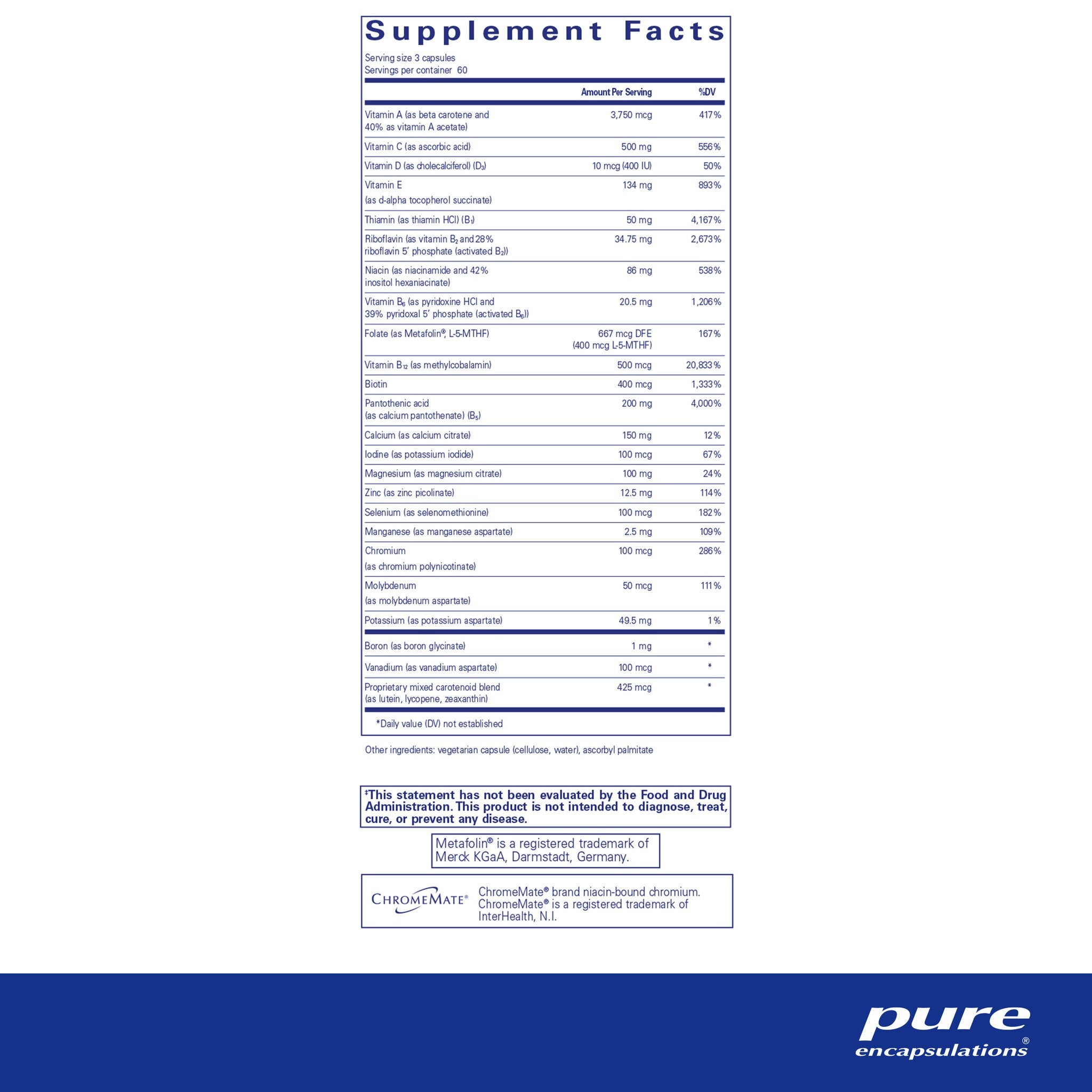 Pure Encapsulations Nutrient 950 A Multivitamin - Iron & Copper Free Formula - Supports Daily Nutrition & Overall Wellness - Ideal for Sensitive Stomachs & Vegan Lifestyles
