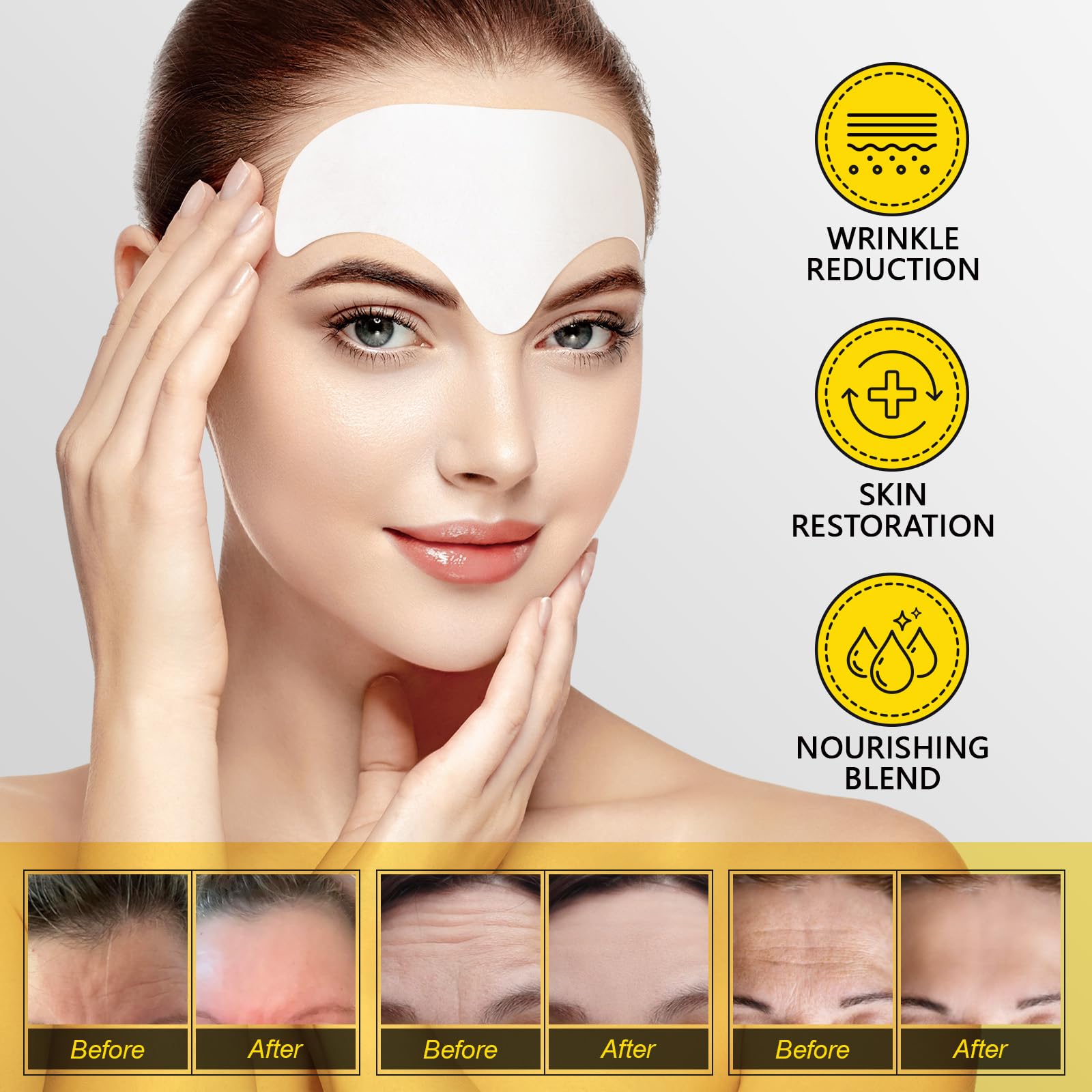 Snail Mucin Forehead Wrinkle Patches with Collagen & Aloe - Anti-Aging Treatment for Fine Lines & Wrinkles - Overnight Use - 14 Count - Perfect for Nighttime Skincare Routine & Special Occasion Prep