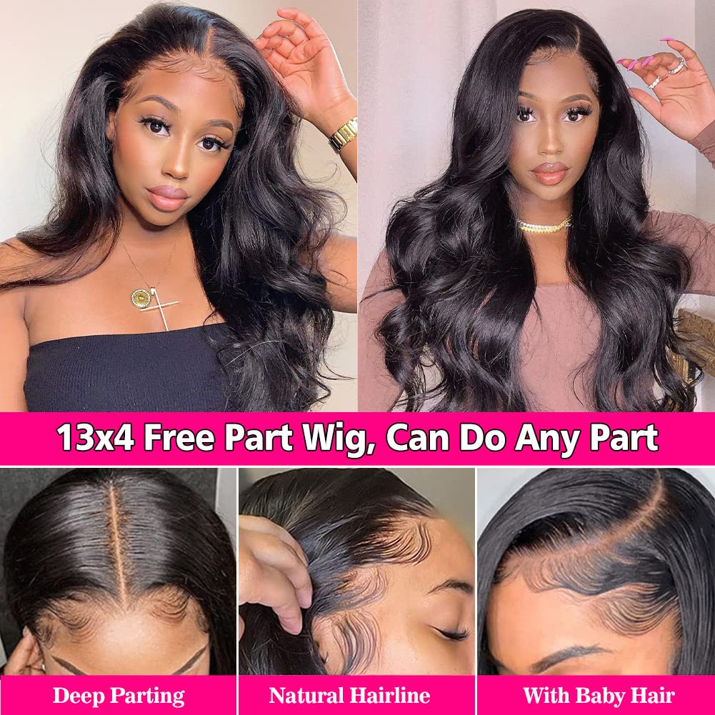 13x4 HD Transparent Lace Front Wigs for Black Women - 180% Density Glueless Human Hair Wig with Pre-Plucked Baby Hair & Natural Hairline | Pizazz Body Wave Lace Frontal Wig 22 Inch | Perfect for Daily Wear, Special Occasions & Protective Styling