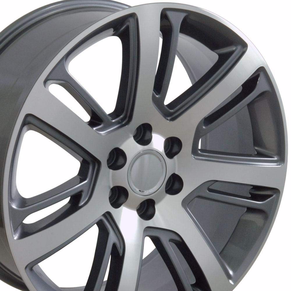 OE Wheels CA88 22 Inch Rims for Cadillac Escalade - 6x139.7 Bolt Pattern, 22x9 Gloss Gunmetal Machined Finish - Compatible with Hollander 4738 - Perfect for Luxury SUV Customization & Off-Road Adventures