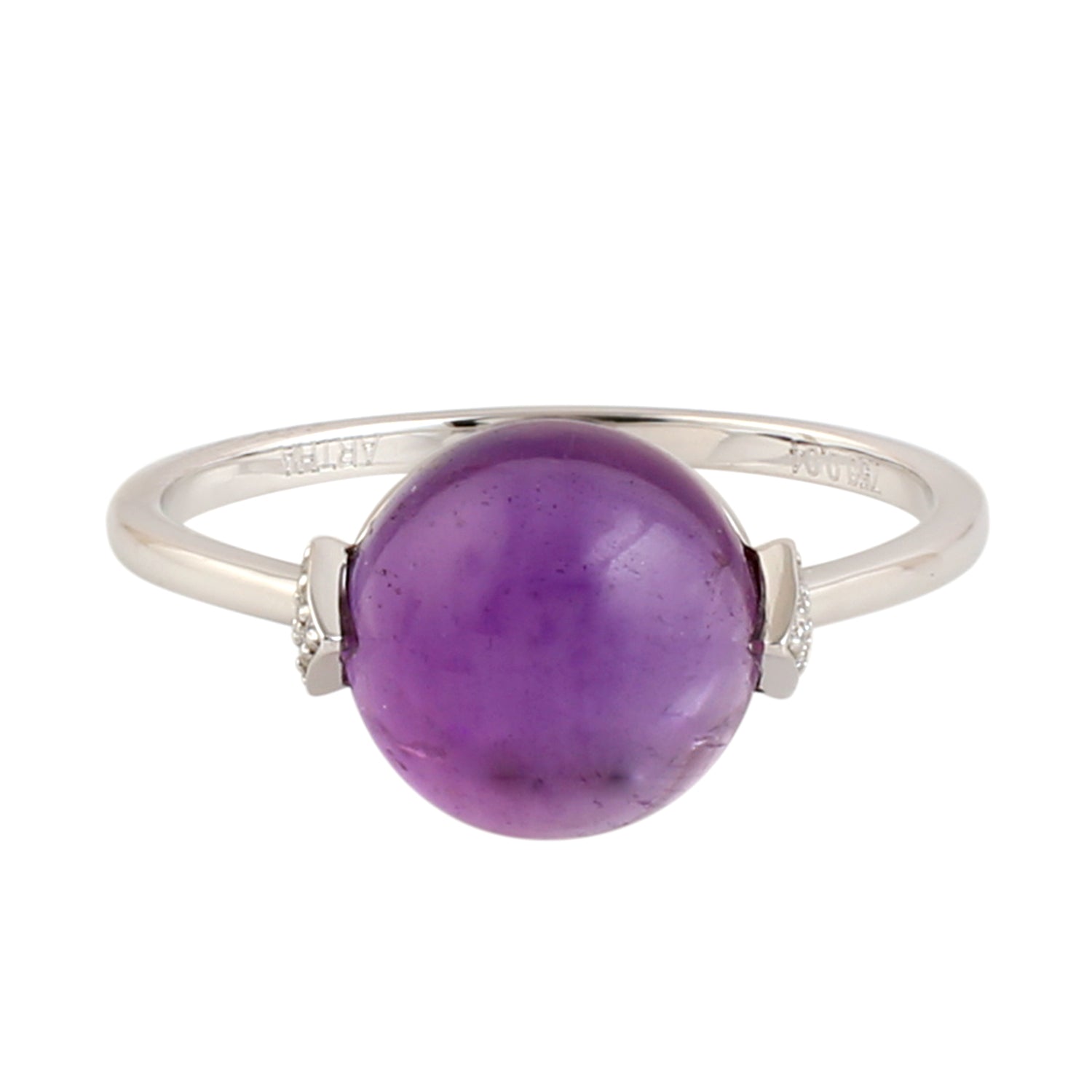 18K White Gold Amethyst Gemstone Pave Diamond Ring for Women - Elegant Designer Jewelry for Weddings, Anniversaries & Special Occasions