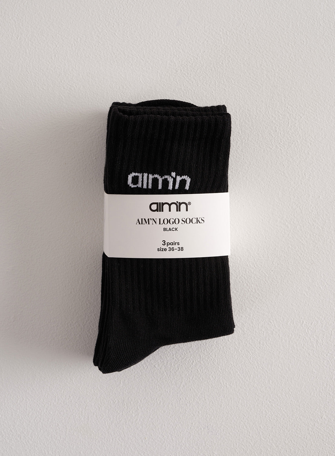 Black Aim'n Logo Socks 3-Pack - Comfortable Cotton Crew Socks for Men & Women - Perfect for Sports, Gym, and Casual Wear