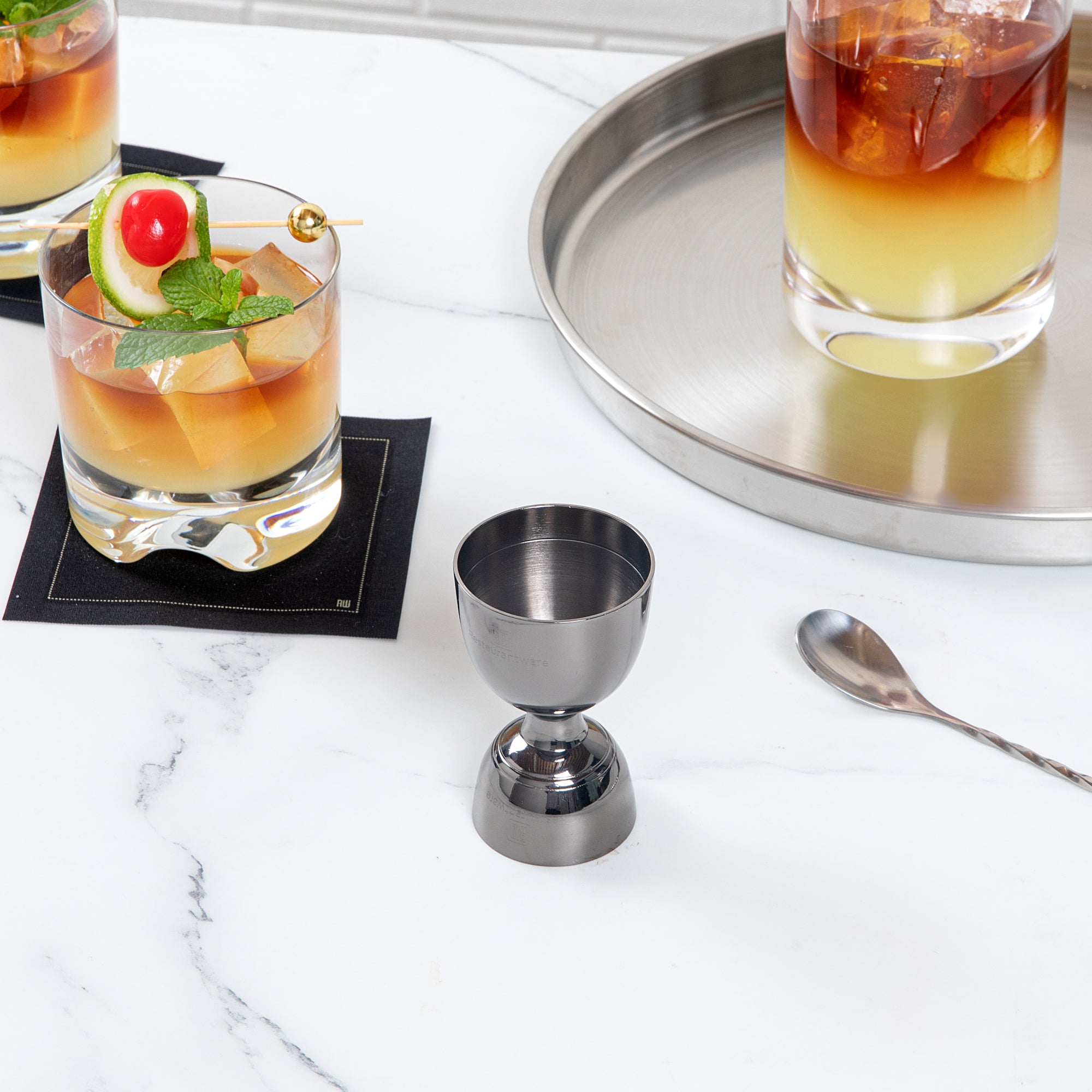 Premium 1 oz & 2 oz Black Plated Stainless Steel Cocktail Jigger - Perfect for Negroni, Martini & Mixology - Bar Tools for Professional & Home Bartenders - 1 Count Box