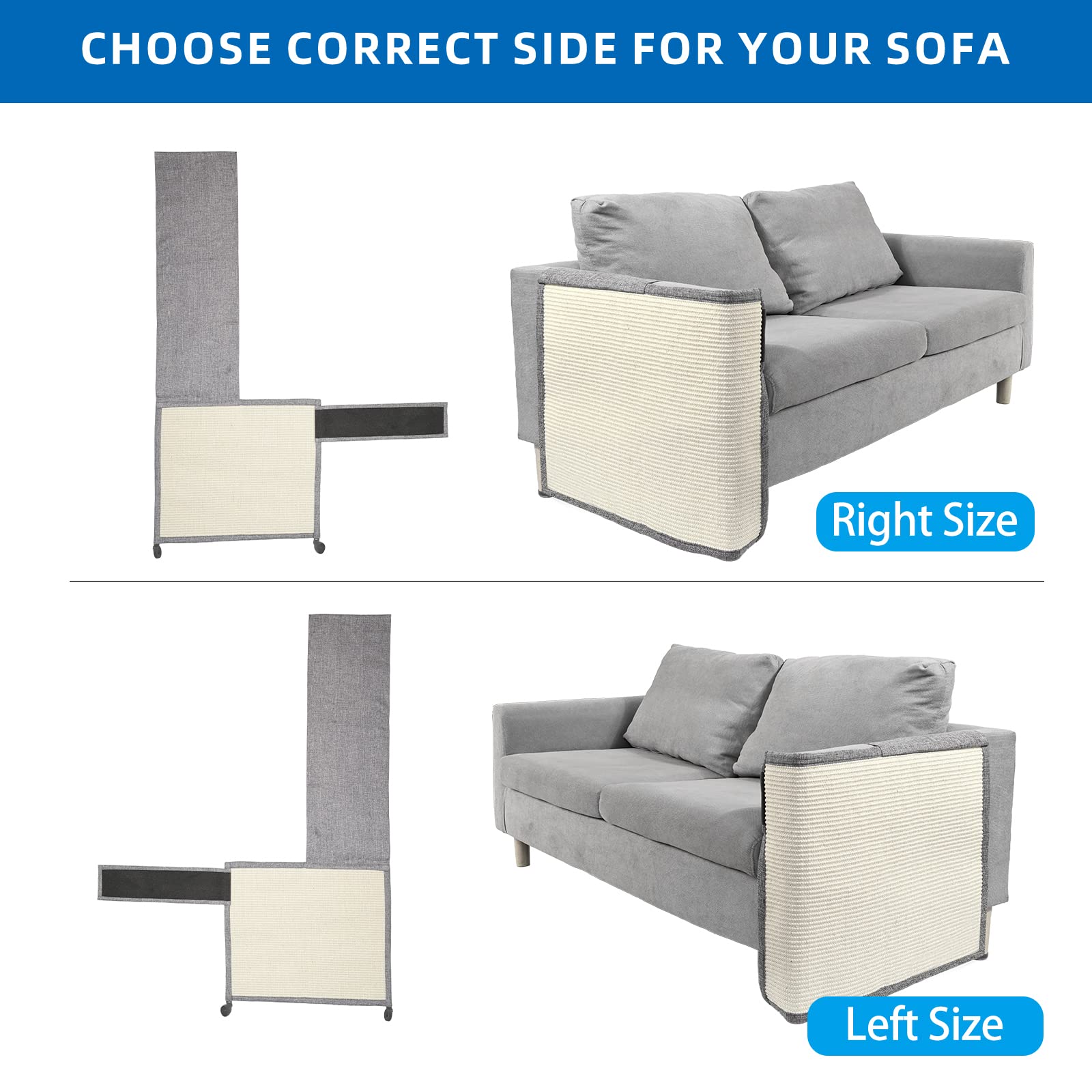 Natural Sisal Cat Scratch Furniture Protector - Sofa, Couch & Chair Protector for Indoor Cats | Prevent Scratches & Damage to Home Furniture | Perfect for Living Room, Bedroom & Home Office