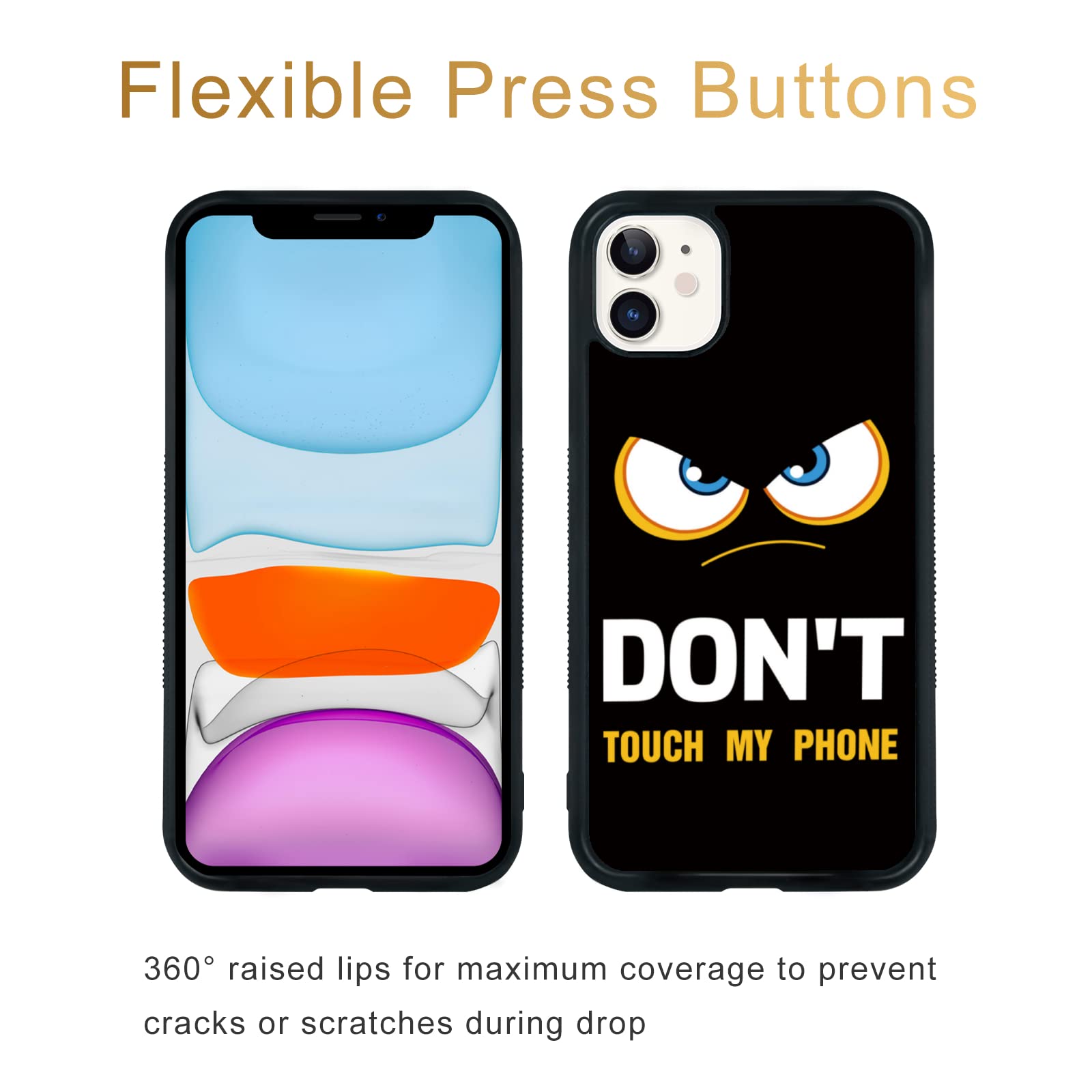 Funny Cool iPhone 11 Case for Men & Teens - 'Don't Touch My Phone' Protective Cover - Perfect Gift for Boys, Kids & Teens | School, Work & Everyday Use