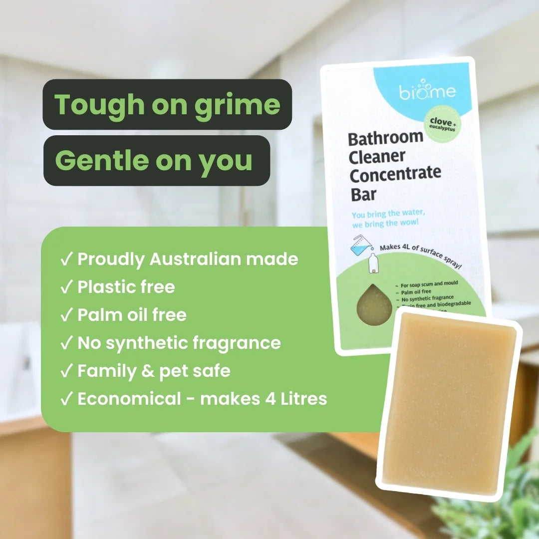 Eco-Friendly Biome Bathroom Cleaner Kit with Free Glass Spray Bottle – Natural, Non-Toxic Solution for Shower, Sink & Tile Cleaning