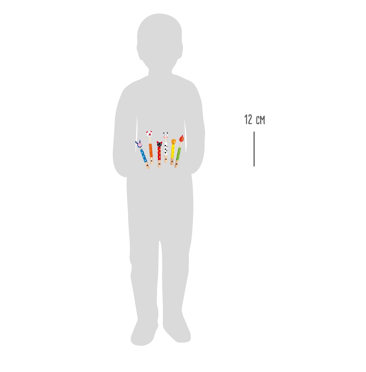 Small Foot Flautas de Animales de Madera - Set de 6, Multicolor, 3.5 x 2 x 12 cm - Juguete Educativo para Niños a Partir de 3 Años, Ideal para Cumpleaños, Regalos Pequeños y Actividades en Grupo