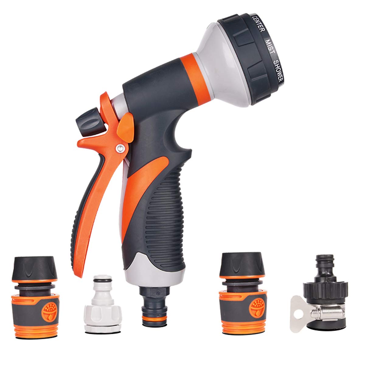 MIAOHAIYAN 8-Pattern High Pressure Garden Hose Spray Nozzle with Anti-Slip Grip - Heavy Duty Watering Wand for Plants, Car Washing, Pet Bathing & Outdoor Cleaning