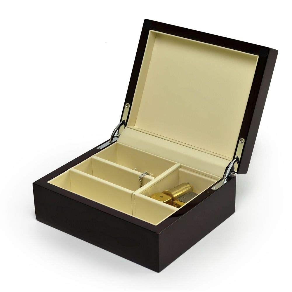 Hi Gloss Contemporary Music Jewelry Box with LCD Video - Walnut Finish 5