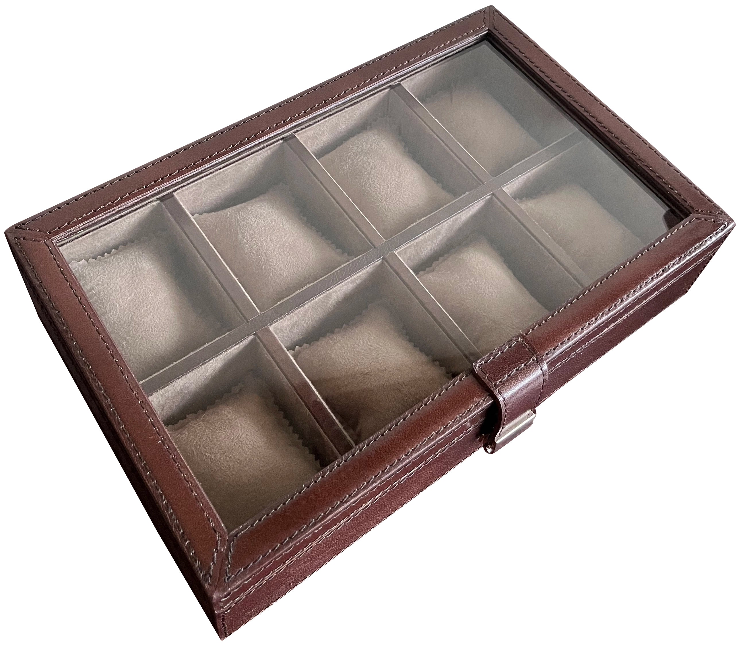 Premium 8-Slot Leather Watch Case - Dark Brown | Luxury Watch Storage & Display for Men & Women | Perfect for Travel, Home & Office Organization