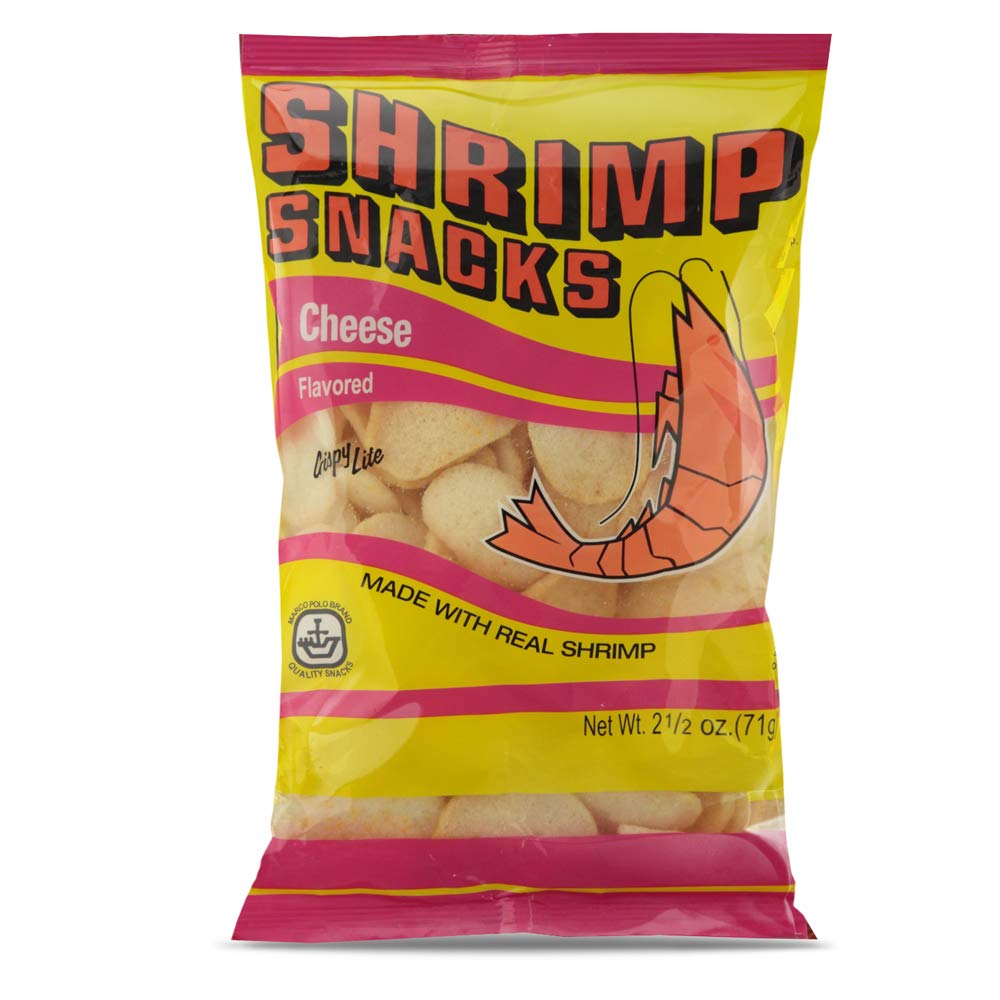 Marco Polo Shrimp Snacks Cheese Flavor 3 Pack (2.5oz/71g Each) - Crunchy Seafood Snacks for Parties, Office & Travel