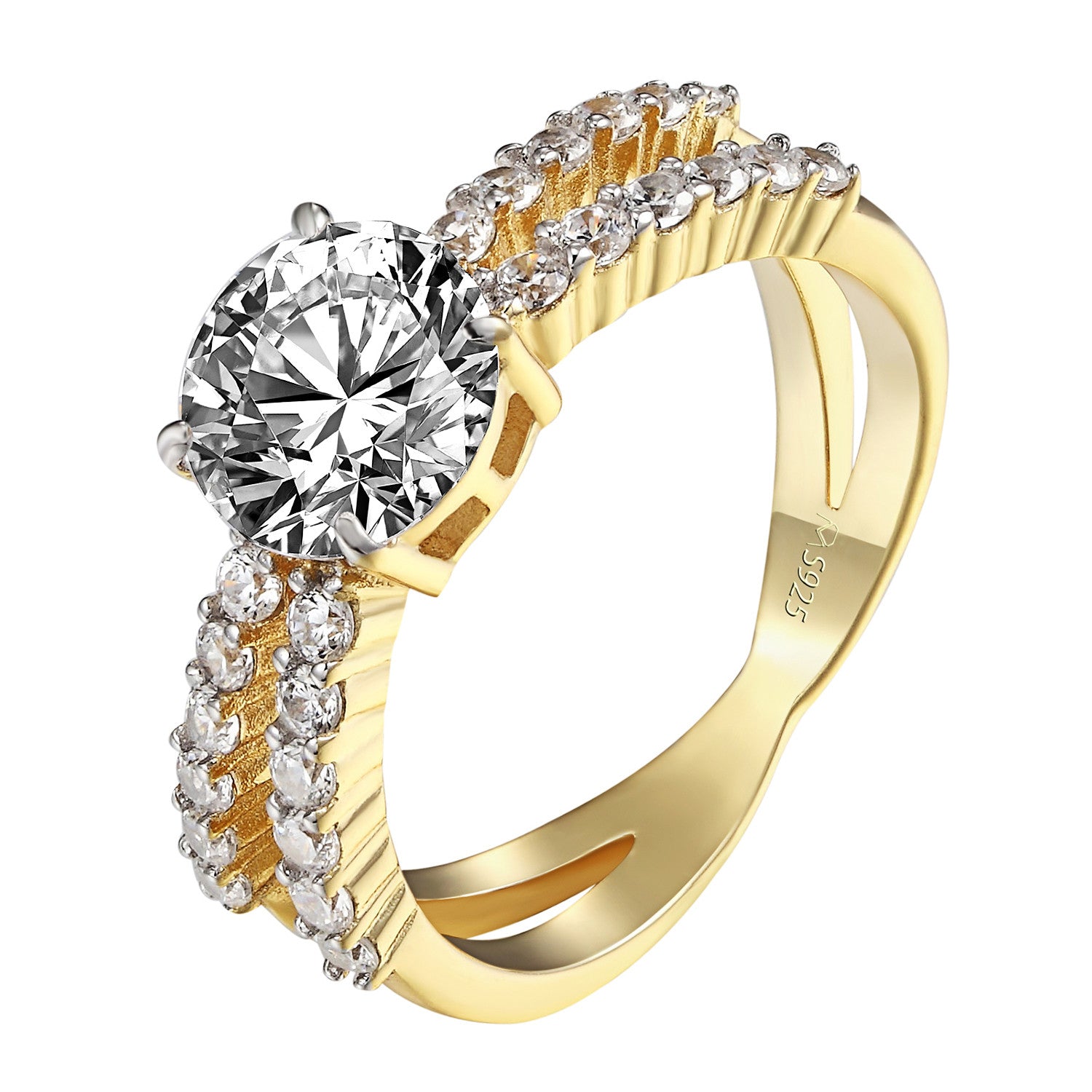 14K Gold Over 925 Silver Solitaire Round Cut Infinity Wedding Ring - Elegant Engagement & Anniversary Band for Women, Perfect for Proposals, Bridal Jewelry and Special Occasions