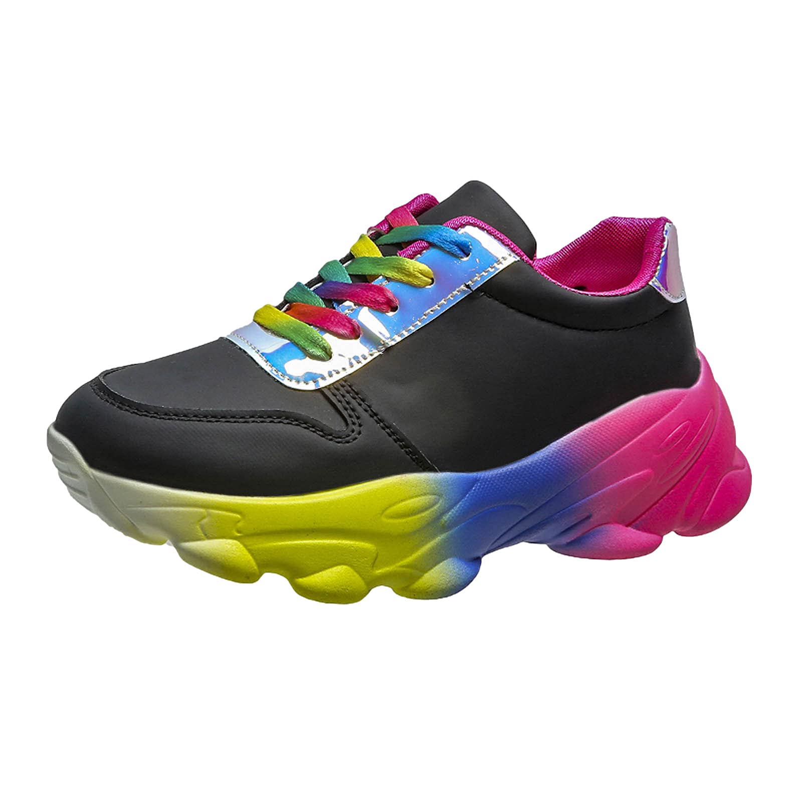 HLYSGO Women's Fashion Sneakers - Thick Sole Colorful Comfortable Tennis Running Shoes - Anti-Slip Platform Loafers for Casual Wear, Gym Workouts & Daily Walking
