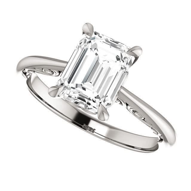 Exquisite 2 Carat Emerald Cut Solitaire Bridal Ring Set in 925 Sterling Silver - 4-Prong Diamond Engagement Ring for Women | Perfect Valentine's Day Gift & Customizable Wedding Jewelry | Ideal for Proposals, Anniversaries, and Special Occasions