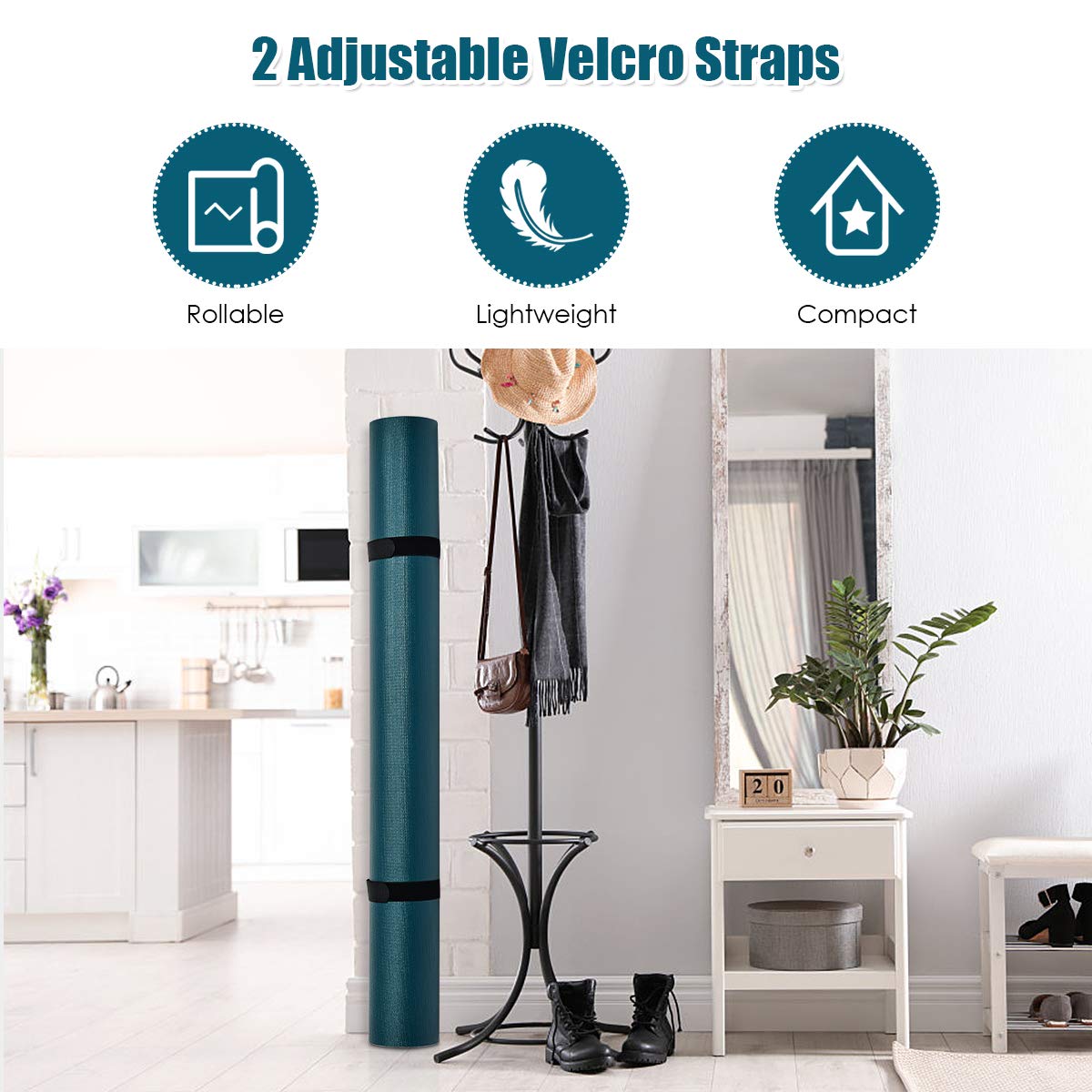 Goplus Extra Large Yoga Mat 7'x5'x8mm & 6'x4'x8mm - Eco-Friendly Non-Slip Thick Workout Mat with Carrying Straps for Home Gym, Cardio, MMA, Stretching & Fitness Exercises | Perfect for Yoga, Pilates, HIIT & Floor Workouts