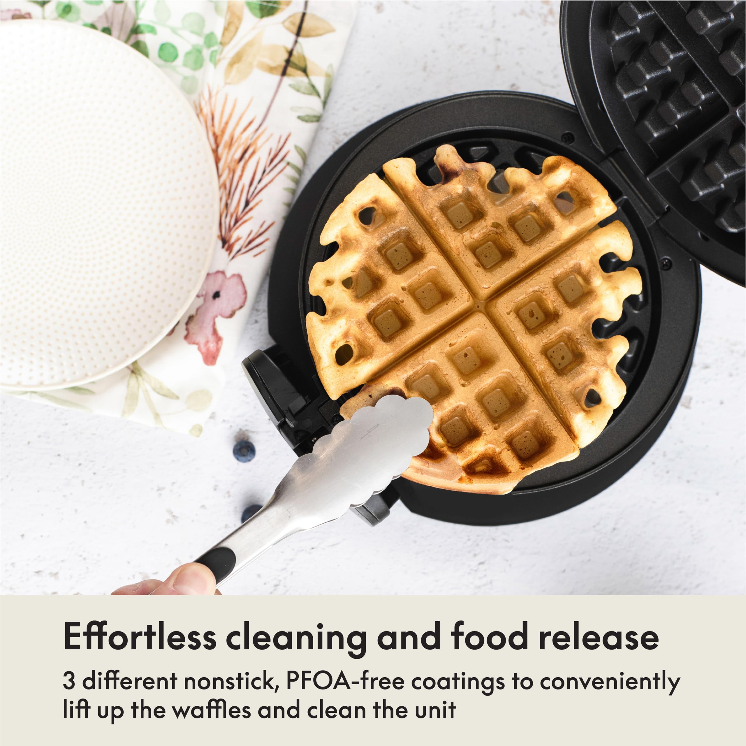 BELLA Classic Rotating Belgian Waffle Maker with Nonstick Plates - Adjustable Browning Control, Removable Drip Tray & Cool Touch Handles - Perfect for Breakfast, Brunch & Family Gatherings - Black