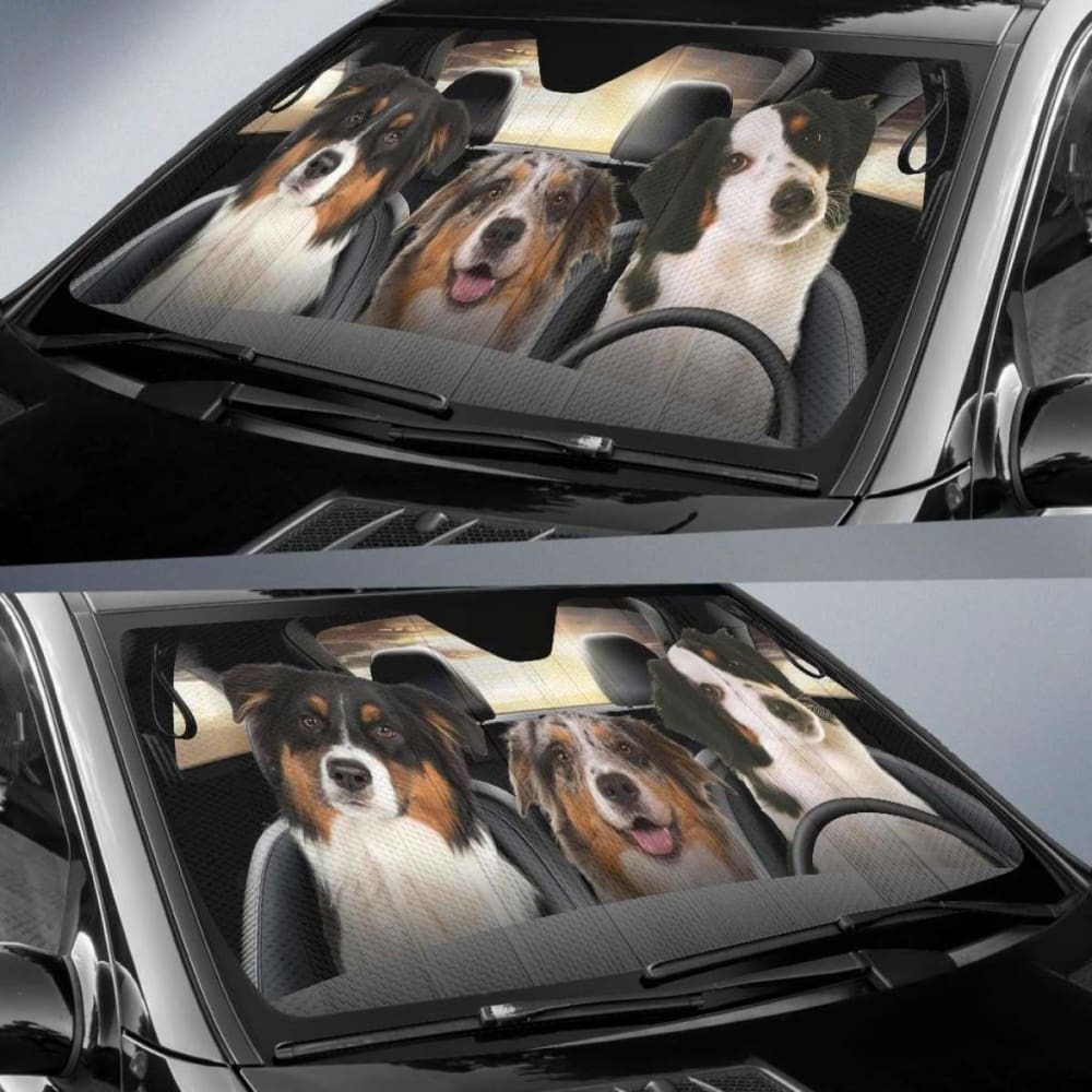 Funny American Shepherd Dog Car Sun Shade - Universal Windshield Protector for Vehicles (172609) | Perfect for Summer Parking & Pet Lover's Car Accessories