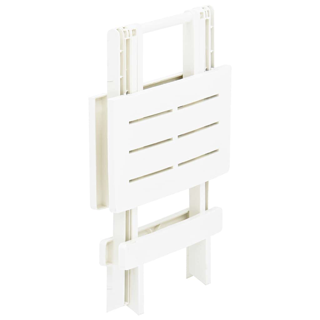 SKM Folding Patio Table - White Plastic Outdoor Side Table 17.7