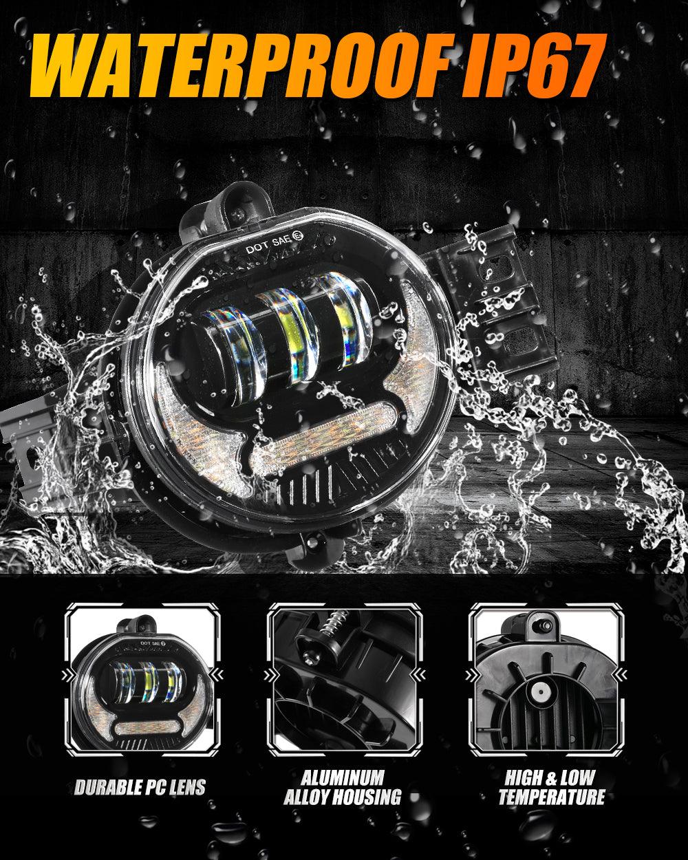 2-Pack LED Fog Light Kit with DRL & Turn Signal for 2002-2008 Dodge Ram 1500 / 2003-2009 Ram 2500 3500 - Black Housing - Upgrade Your Truck's Visibility & Style for Off-Roading & Night Driving