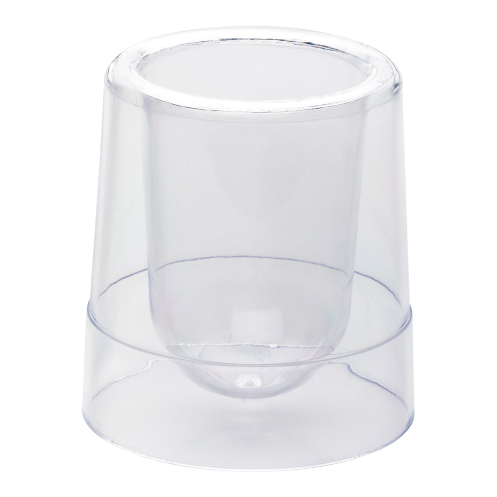 100 Pack 2 oz Clear Plastic Double Walled Round Cups with 100 Silver Mini Plastic Spoons - Perfect for Parties, Weddings, and Beverage Tasting Events