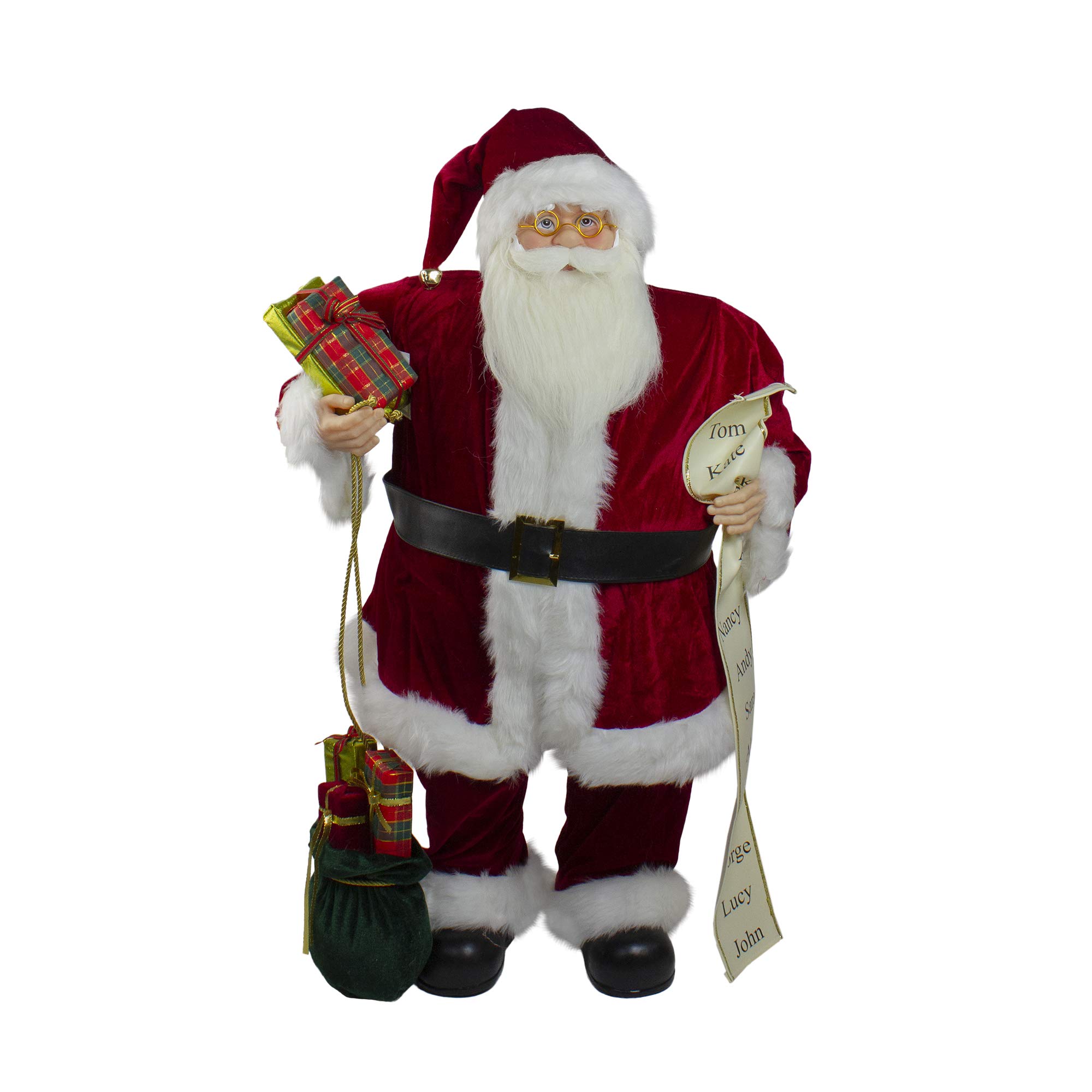 Northlight 32-Inch Traditional Standing Santa Claus Christmas Decoration with Name List & Gift Bag - Perfect for Holiday Home Decor, Christmas Party Favors & Festive Gift Giving