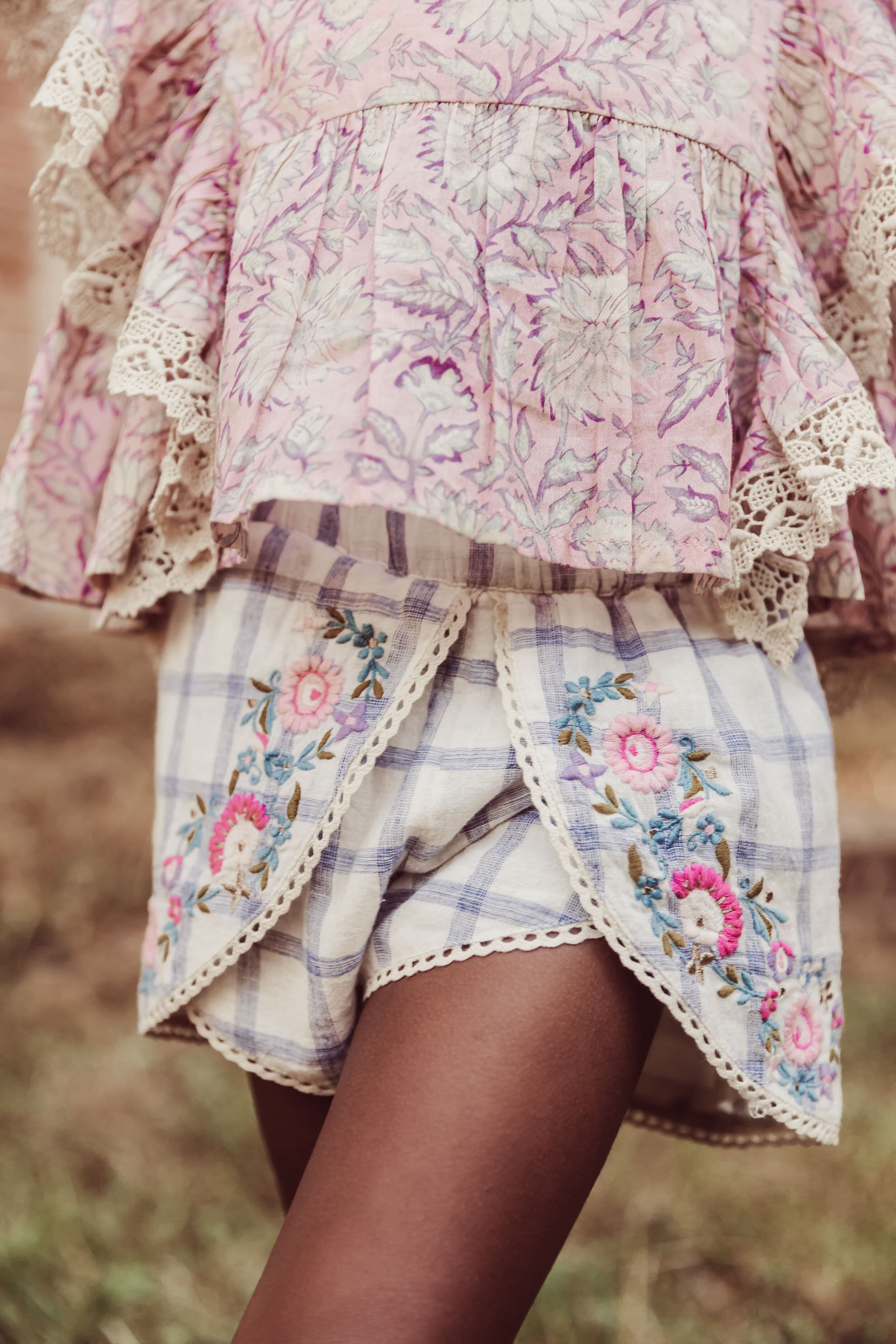 Blue River Check Asya Shorts - Stylish Casual Summer Shorts for Women | Perfect for Beach, Travel & Everyday Wear