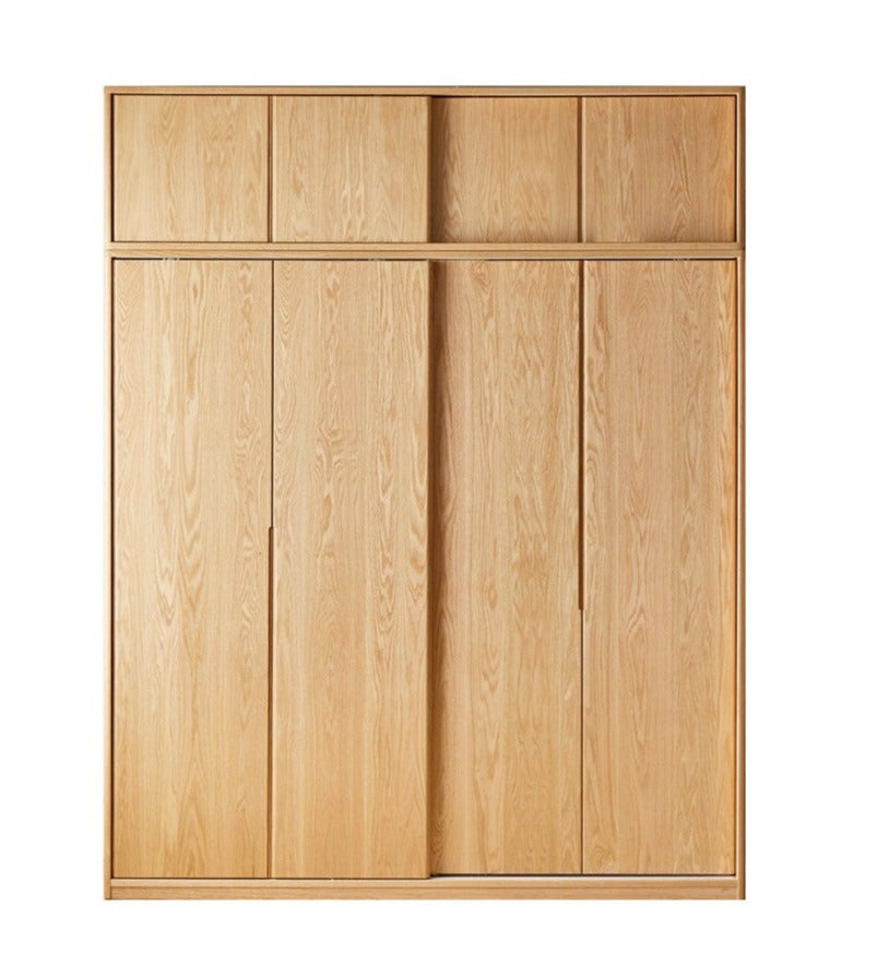 Solid Oak Wood Sliding Door Wardrobe - Durable & Stylish Closet Storage for Bedroom, Living Room, and Office Organization
