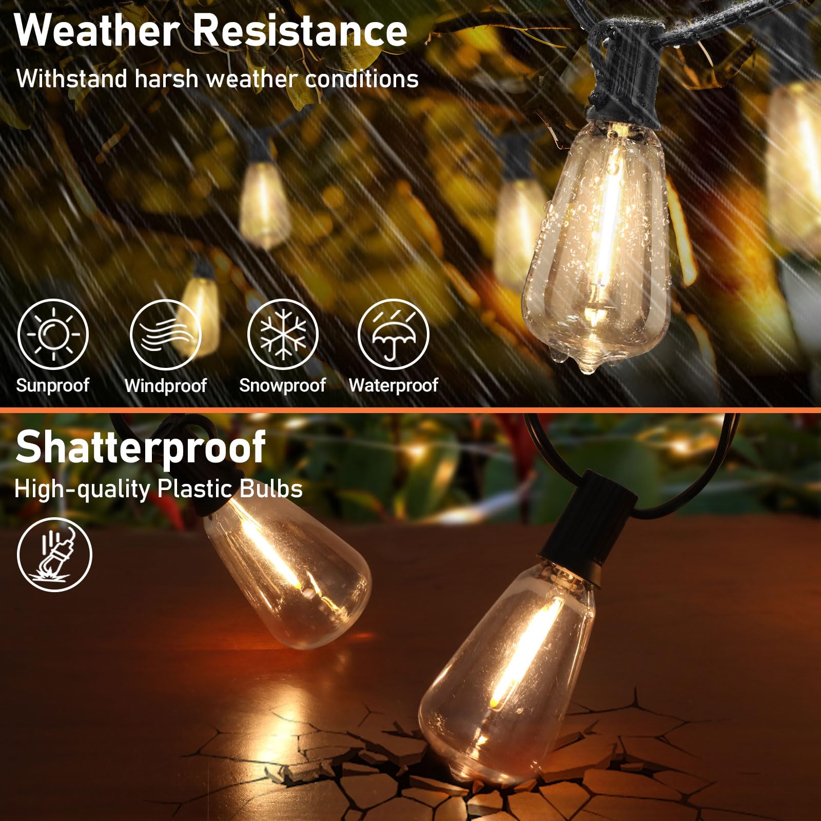 Solar String Lights 50FT - Waterproof Outdoor Lights for Patio, Wedding & Christmas Decor