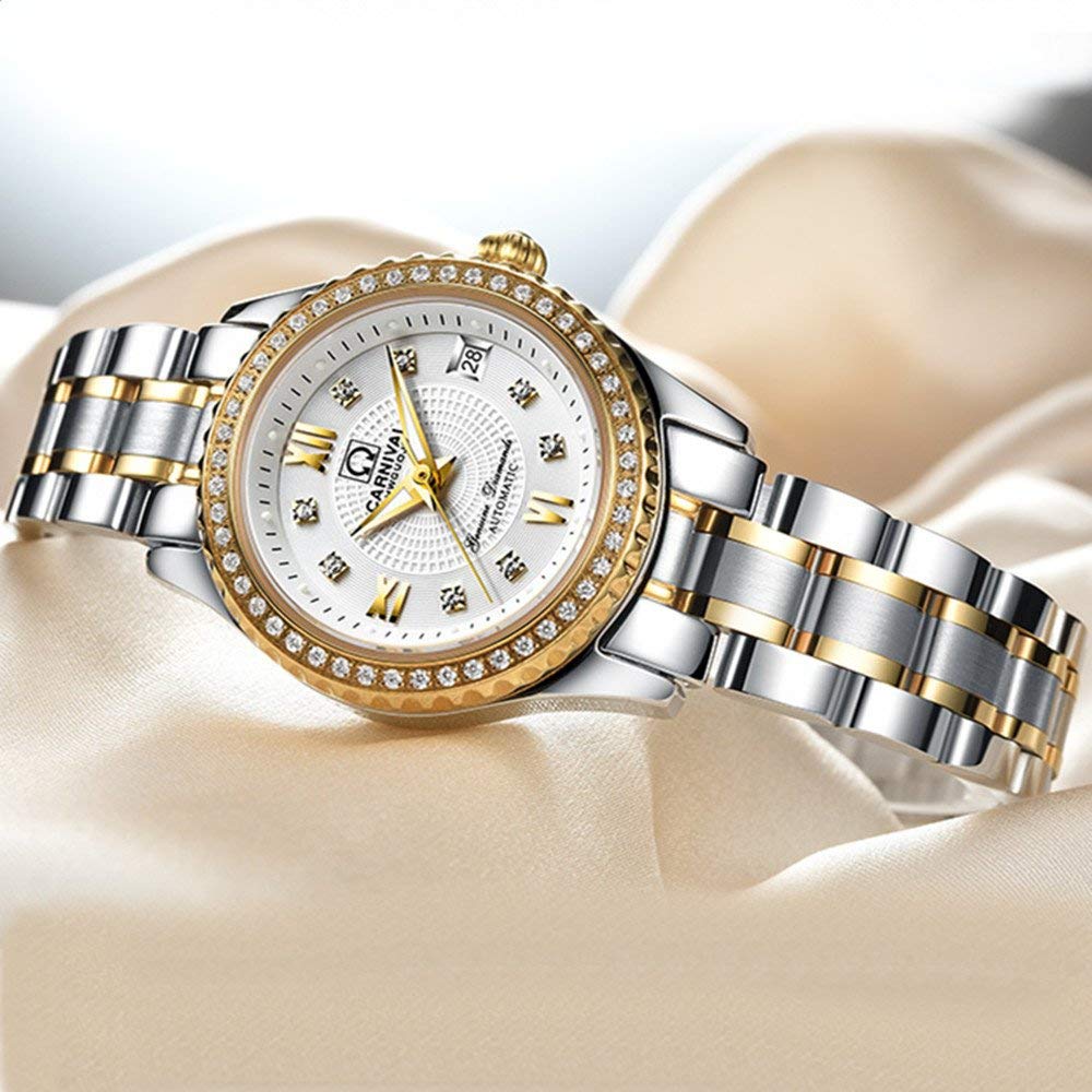 Gosasa Women's Automatic Analog Watch - Stainless Steel Band, Waterproof Luxury Dress Watch for Women | Perfect for Office, Party & Everyday Wear