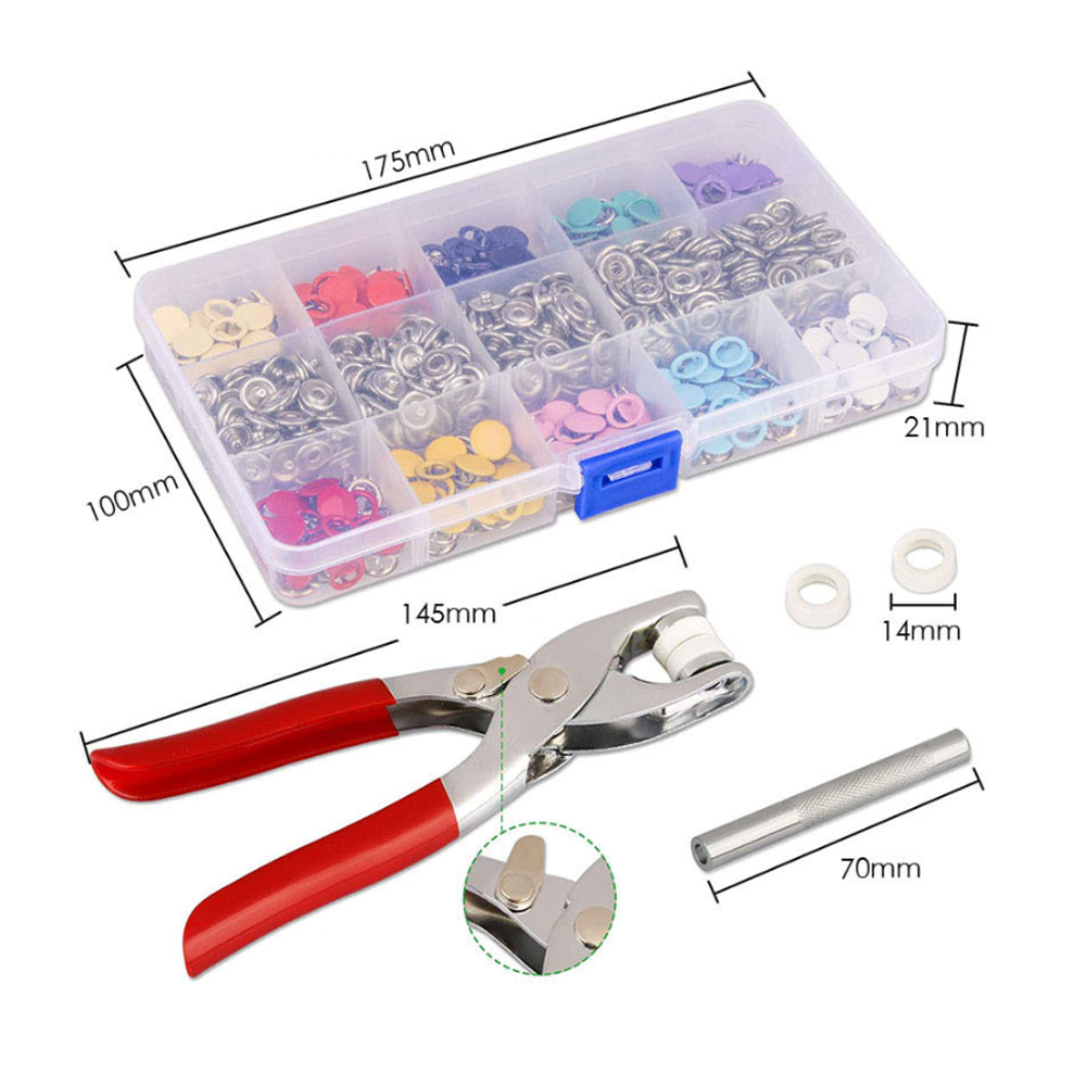 100Pcs Metal Sewing Buttons Press Stud Snap Fastener Kit with Plier Tool - DIY Clothing Repair, Jeans Jacket Crafting, Leather Accessories Making