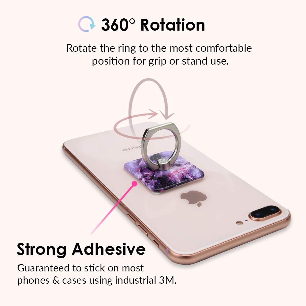 Velvet Caviar Phone Ring Holder - Grip Stand for iPhone & Galaxy (Purple Marble) - Perfect for Selfies & Videos