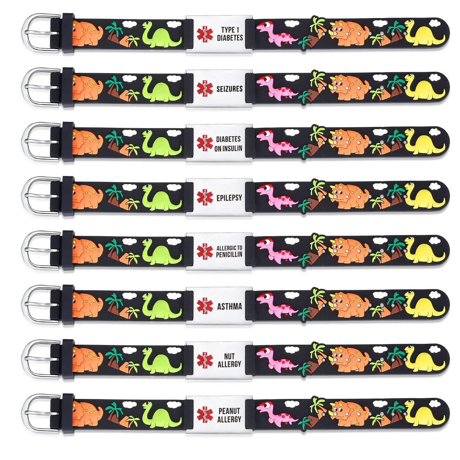 LinnaLove Cartoon Medical Alert Bracelet for Kids & Adults - Engraved Emergency ID Wristband for Allergies, Diabetes & Medical Conditions - Perfect for School, Travel & Outdoor Activities