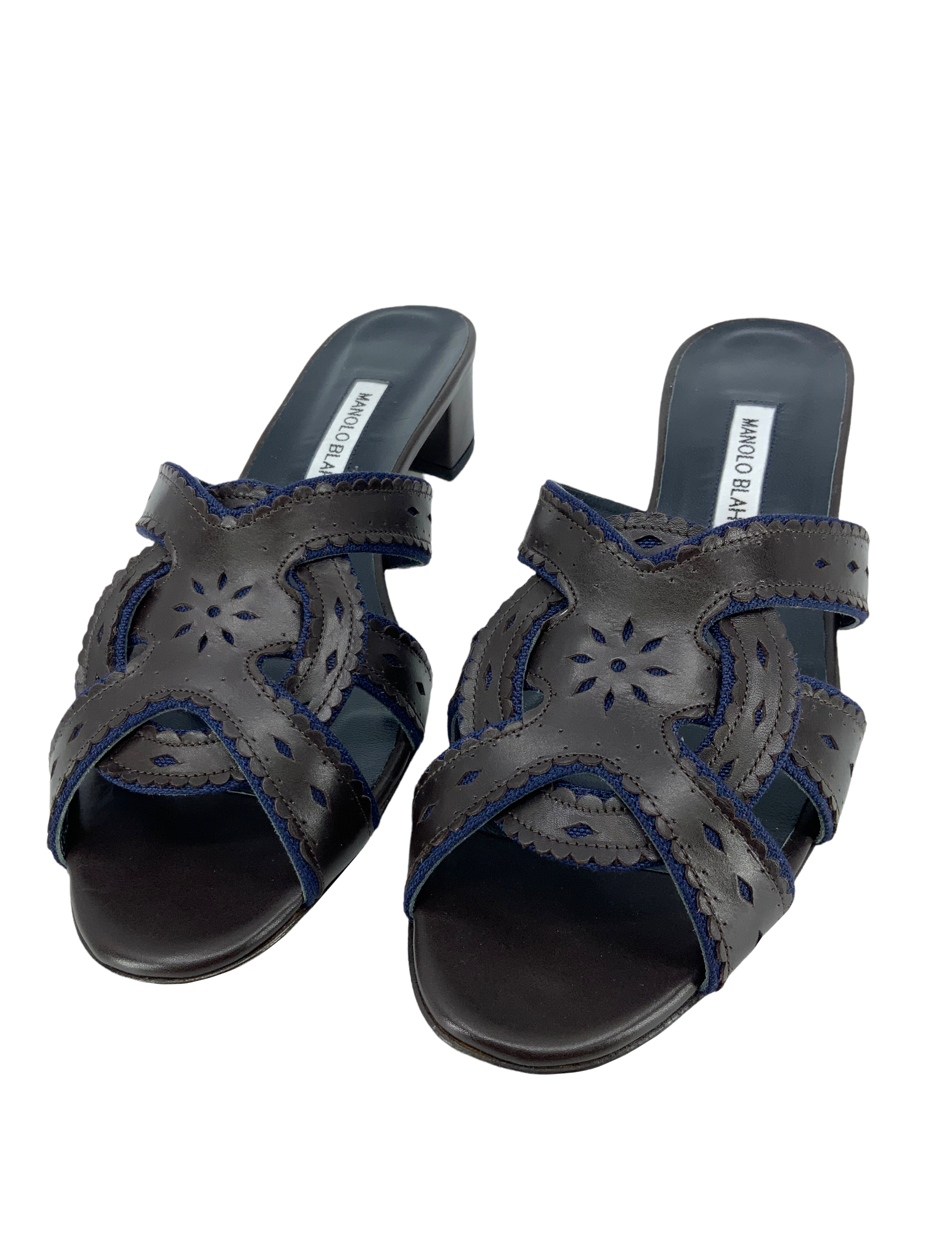 Manolo Blahnik Genuine Leather Mule Sandals for Women - Size 10 US | Comfortable Slide Shoes for Summer, Beach, and Casual Outings