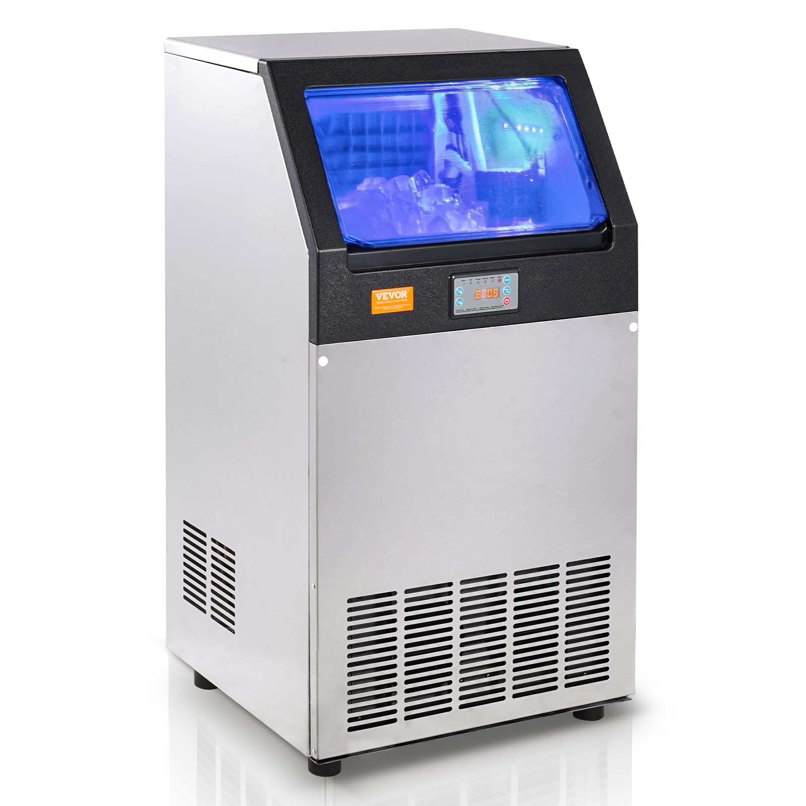 VEVOR Commercial Ice Maker Machine 140LBS/24H with 33LBS Storage - Fast 55 Ice Cubes in 12-15 Mins - Perfect for Bars, Restaurants, Home & Office Use - Ideal for Cocktails, Beverages & Food Preservation