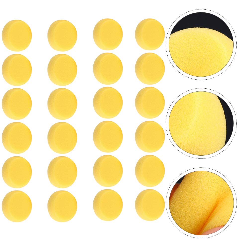 EXCEART 24-Piece Yellow Round Cake Sponge Painting Foam Pads - Large Artist Sponges for Pottery, Crafts & DIY Projects - Bulk Synthetic Sponges for Toddler Art & Book Binding