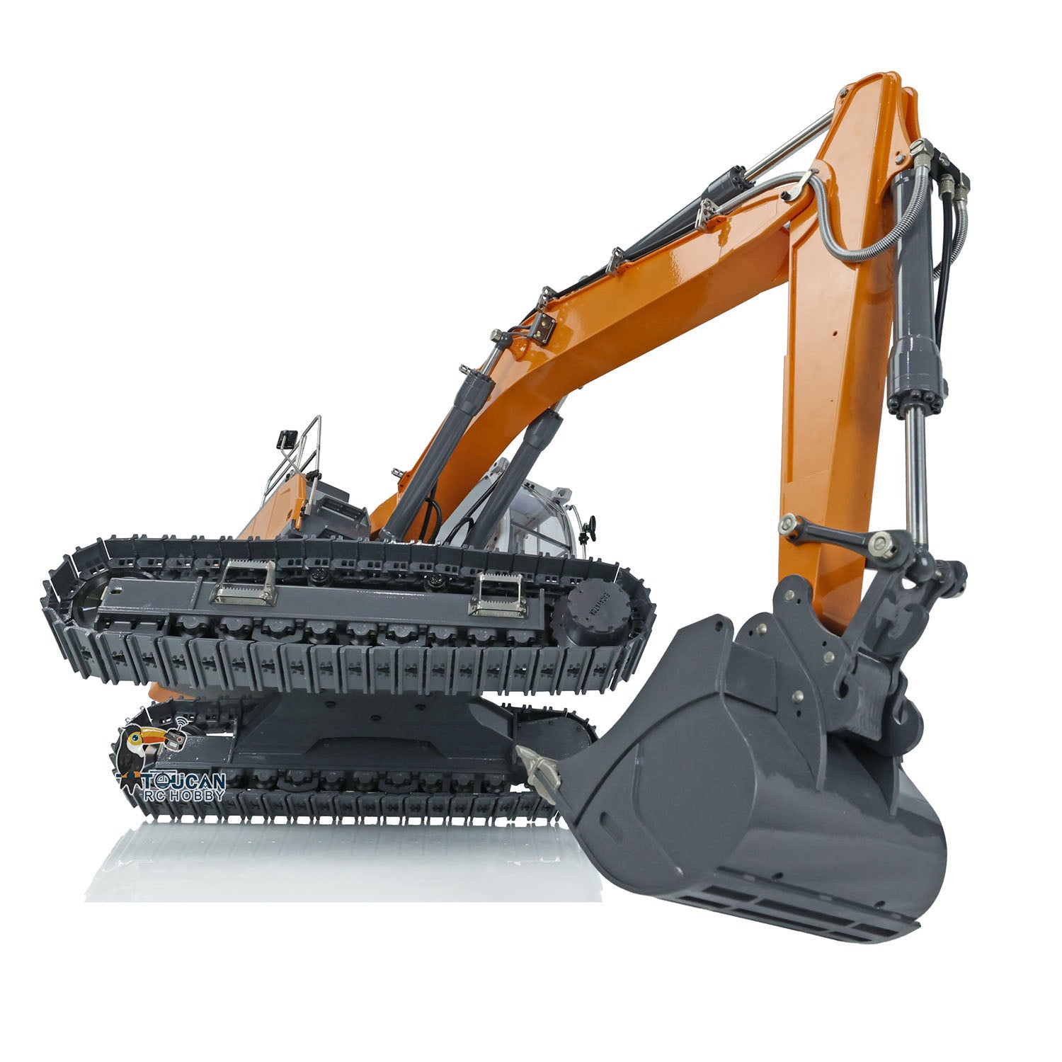 1/14 Scale RC Hydraulic Shovel - Radio Control Excavator Toy with 2 Buckets, LED Lights & Remote System | Construction Vehicle for Kids & Adults | Outdoor Sandbox Play, Construction Site Simulation, STEM Learning