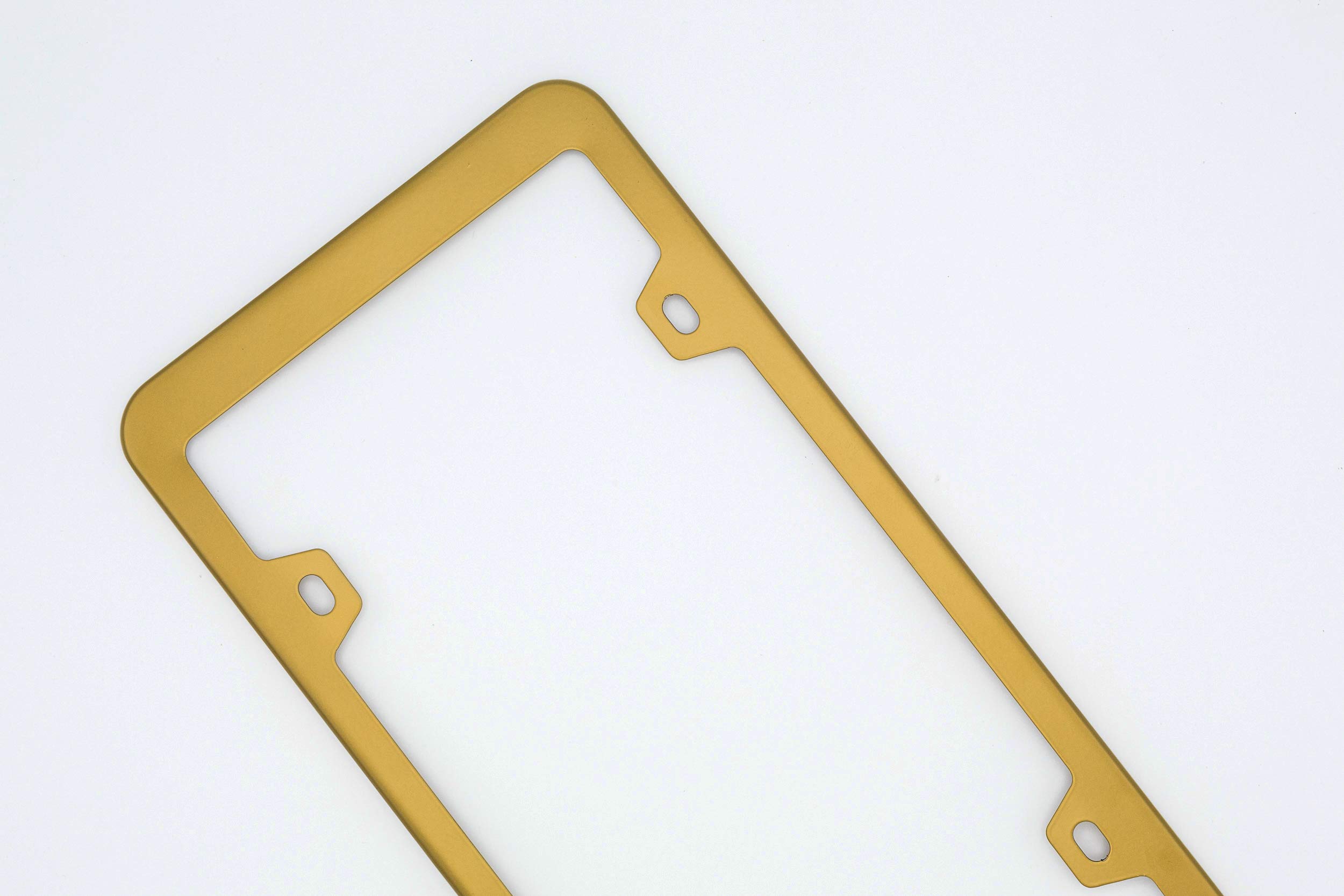 2Pcs Stainless Steel License Plate Frames - Dull Gold License Plate Cover with Corrosion Resistant Security, 4 Hole Design with Screws Included - Perfect for Cars, Trucks & SUVs