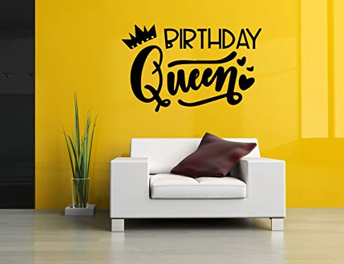 Happy Birthday Queen Wall Decal - Vinyl Sticker for Party Decorations, Nursery Mural & Celebration Gift - Perfect for Bedroom, Living Room & Birthday Party Decor (LP1939)