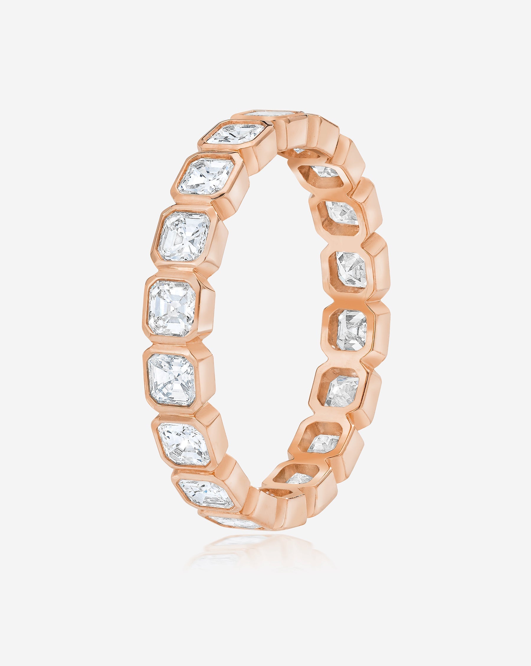 Exquisite Asscher Cut Bezel Set Eternity Band Ring for Women - Perfect for Weddings, Anniversaries & Special Occasions